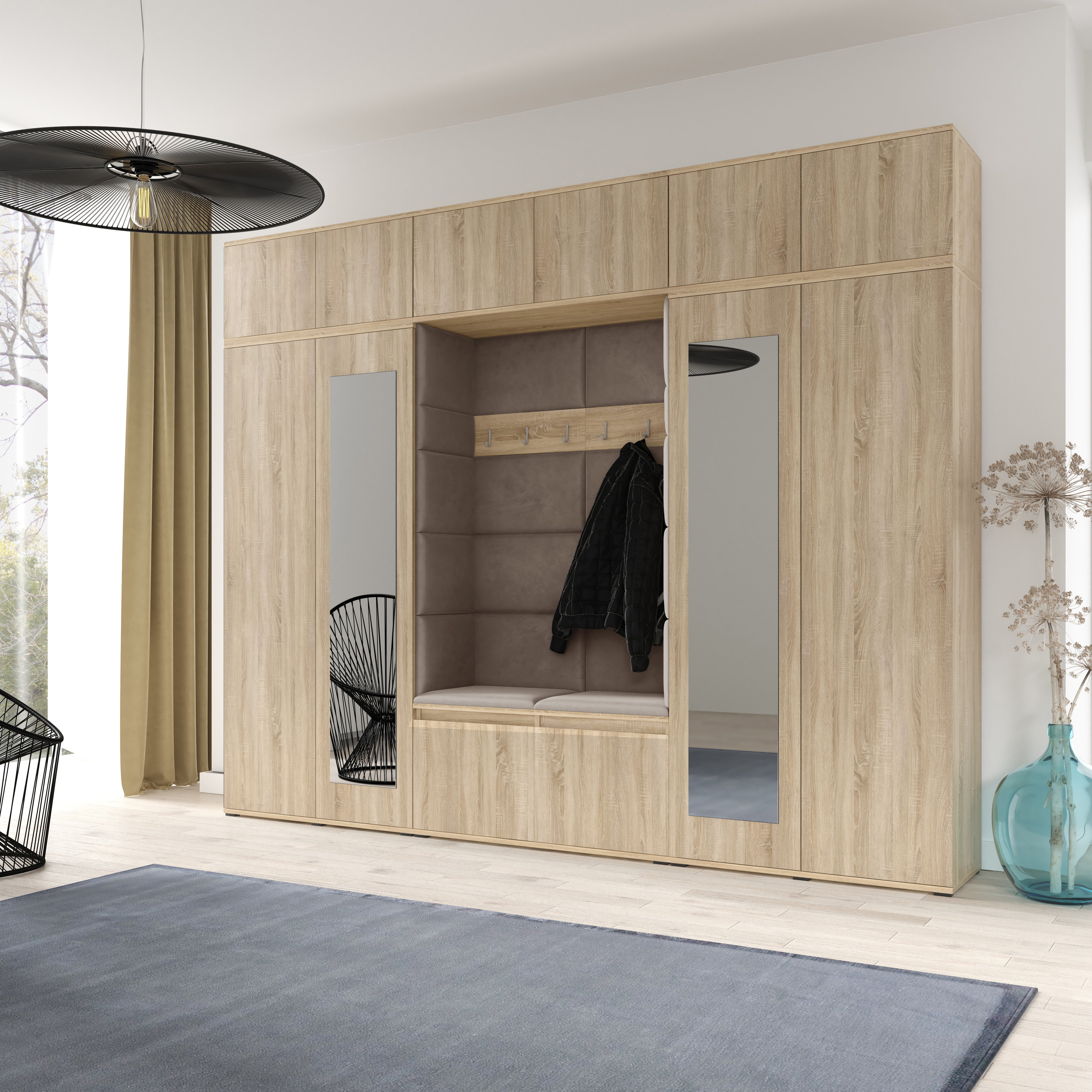 PK Emi 17 Hallway Sonoma Oak- Upholstered Panels in Various Colours