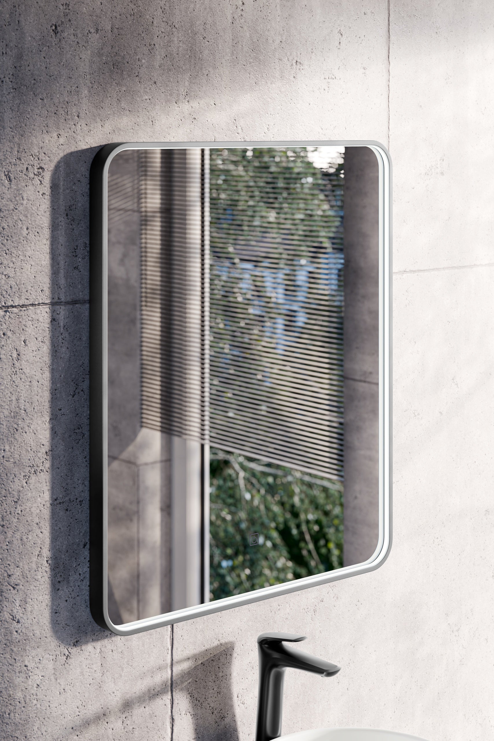Vega LU LED 65 – Rectangular LED Bathroom Mirror with Black Frame, 65 × 80 cm