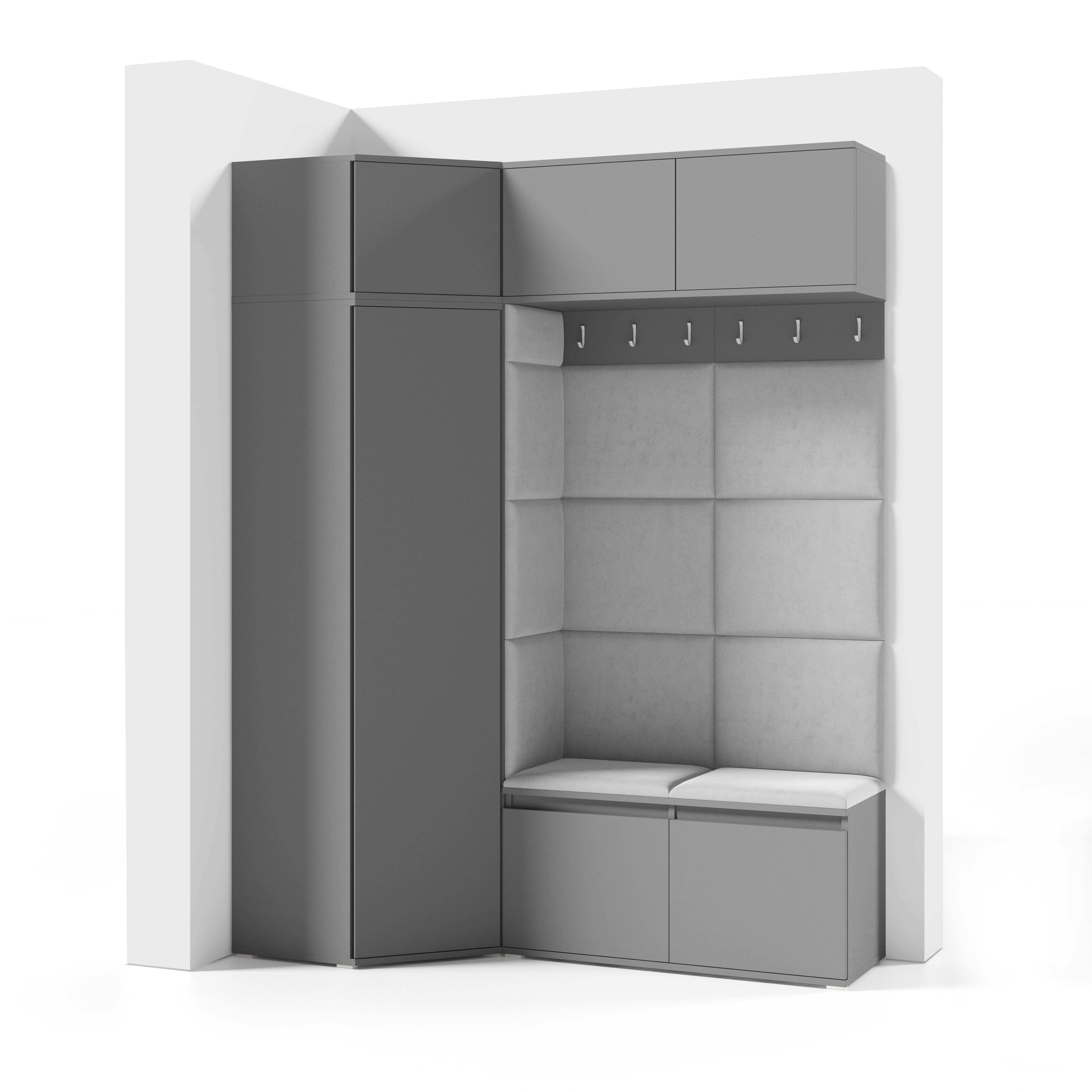 PK Emi 38 Hallway Wardrobe Graphite - Upholstered Panels in Various Colours