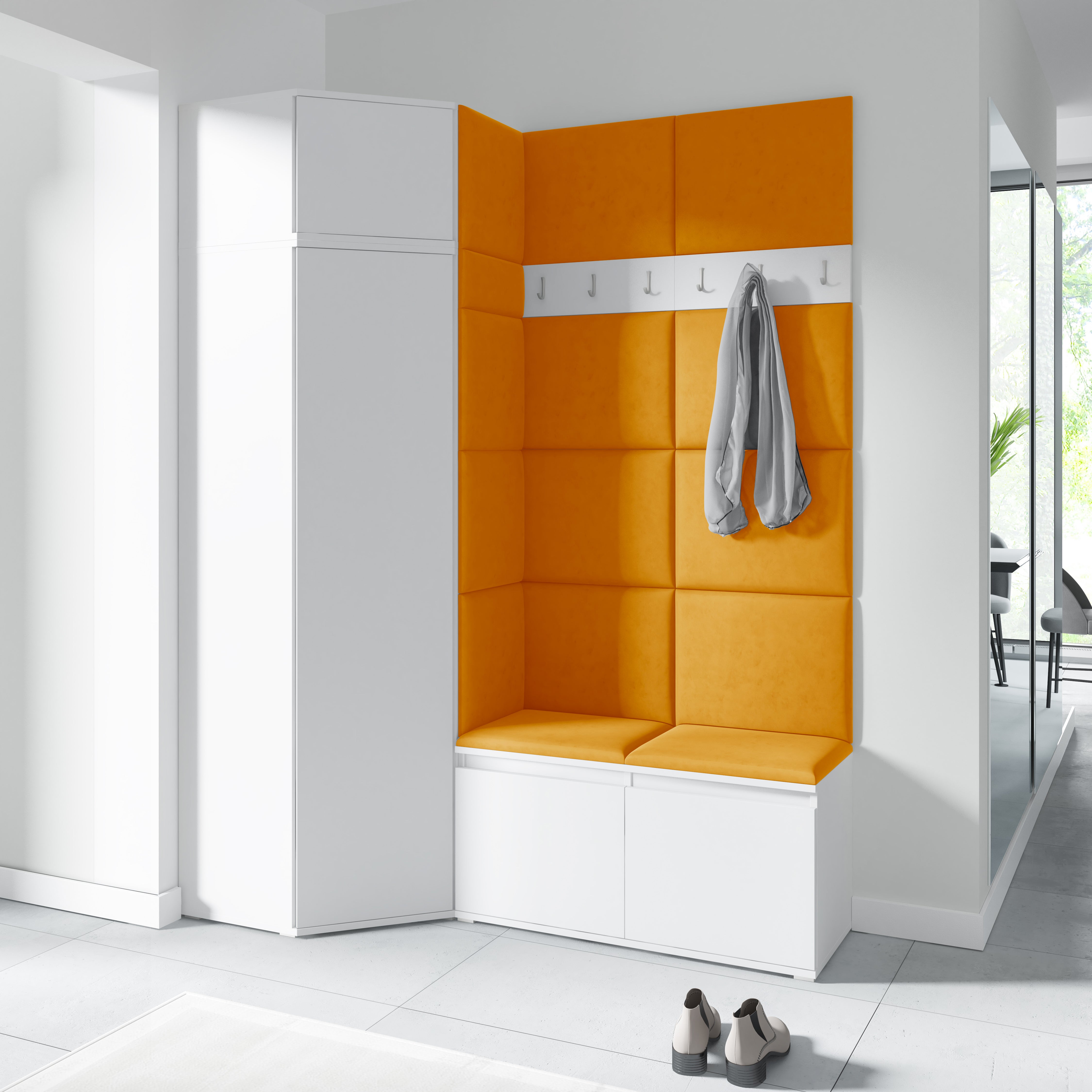 PK Emi 37 Hallway Wardrobe White - Upholstered Panels in Various Colours