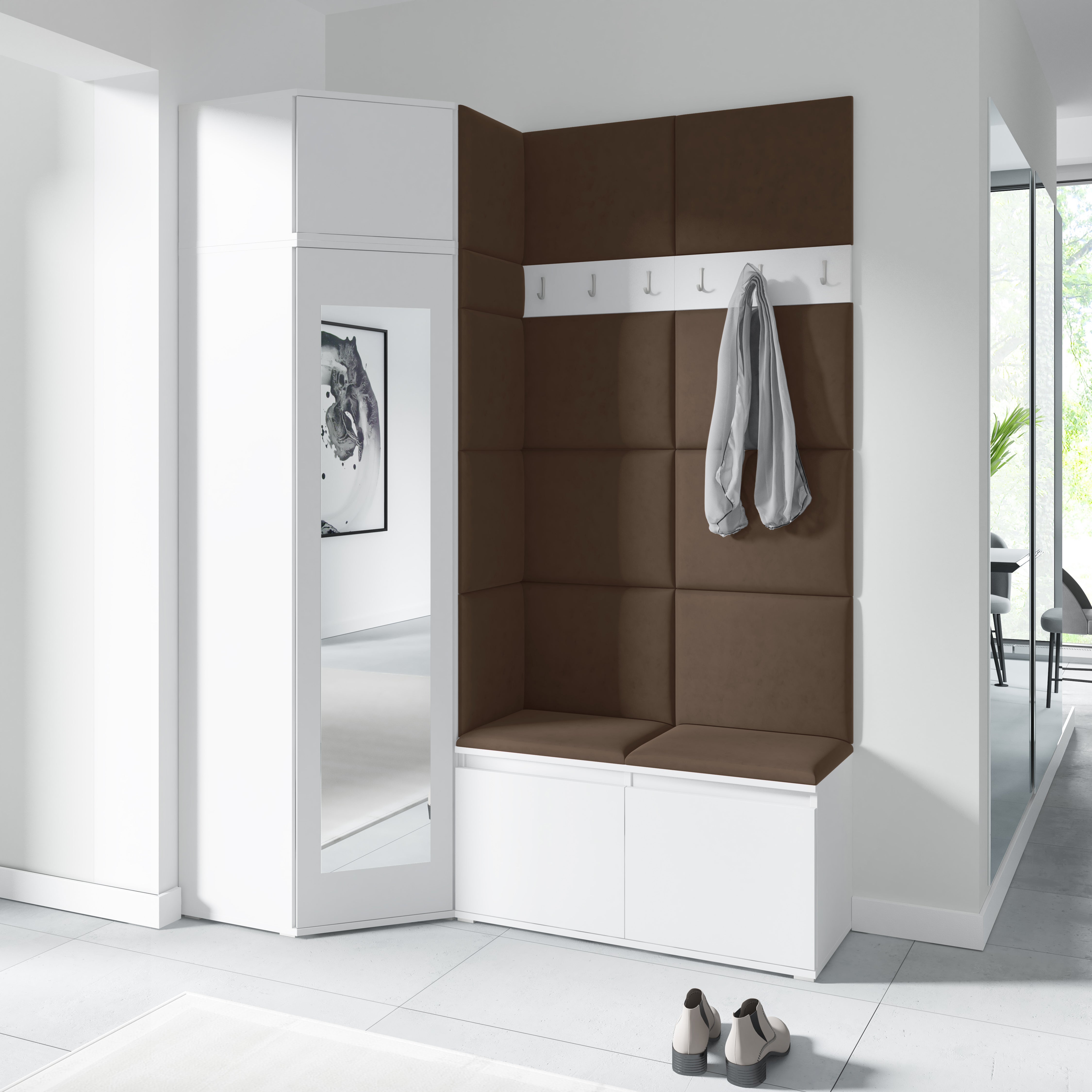PK Emi 37 Hallway Wardrobe White - Upholstered Panels in Various Colours