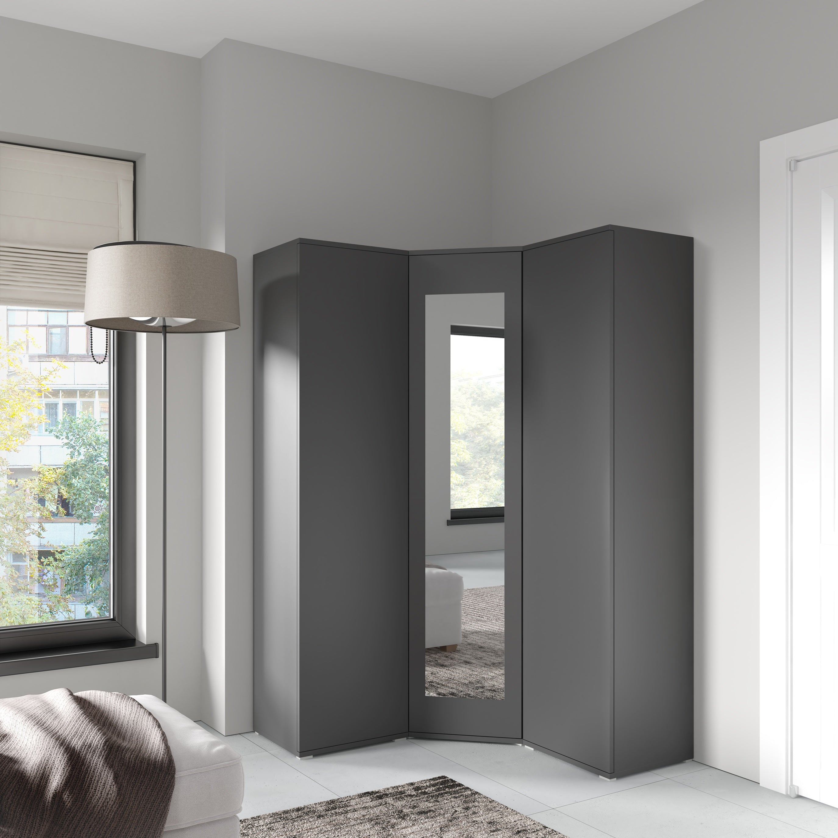 PK Emi 40 Hallway Wardrobe White/ Sonoma Oak/Graphite/Aristan Oak-Black