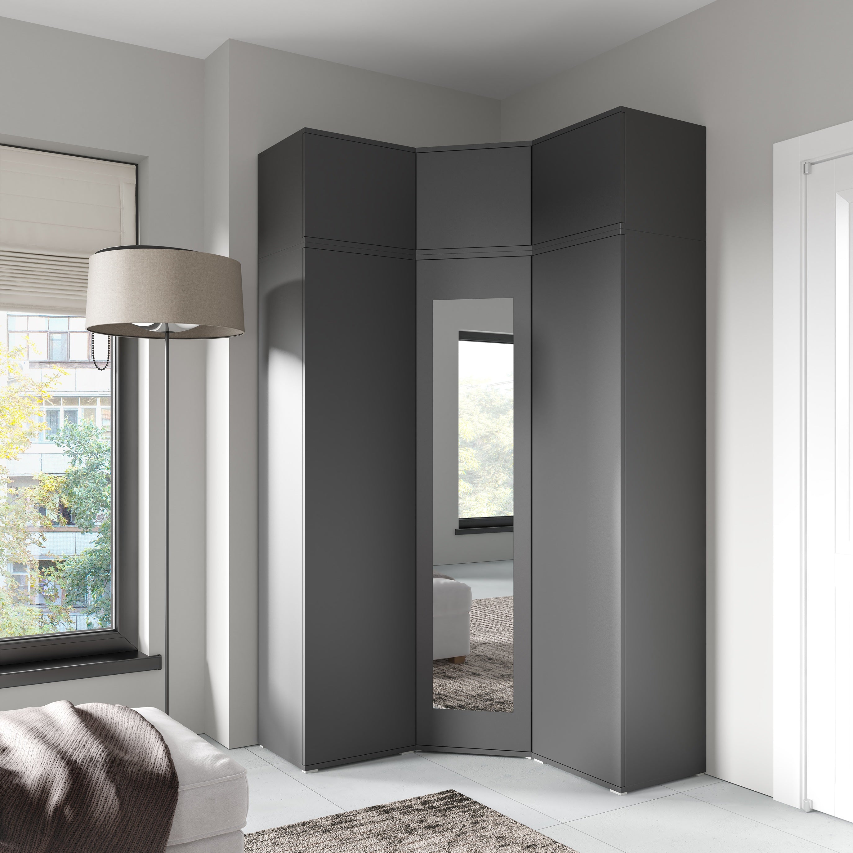 PK Emi 41 Hallway Wardrobe White/ Sonoma Oak/Graphite/Aristan Oak-Black