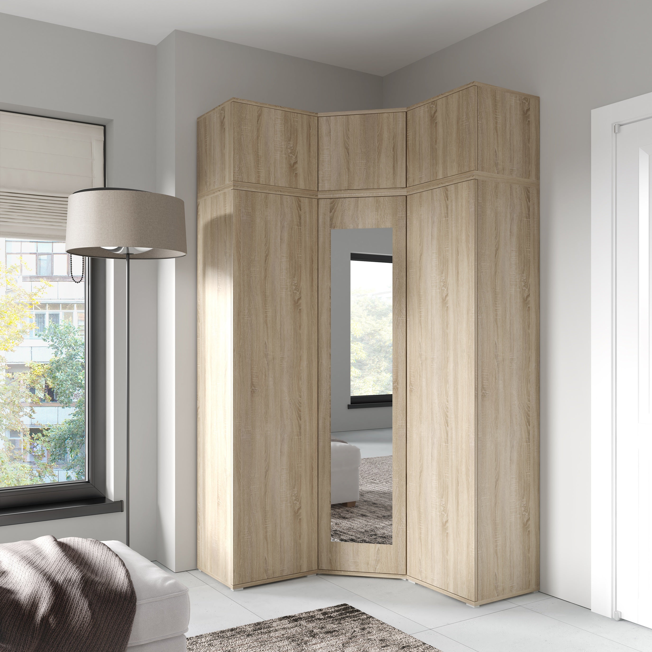 PK Emi 41 Hallway Wardrobe White/ Sonoma Oak/Graphite/Aristan Oak-Black