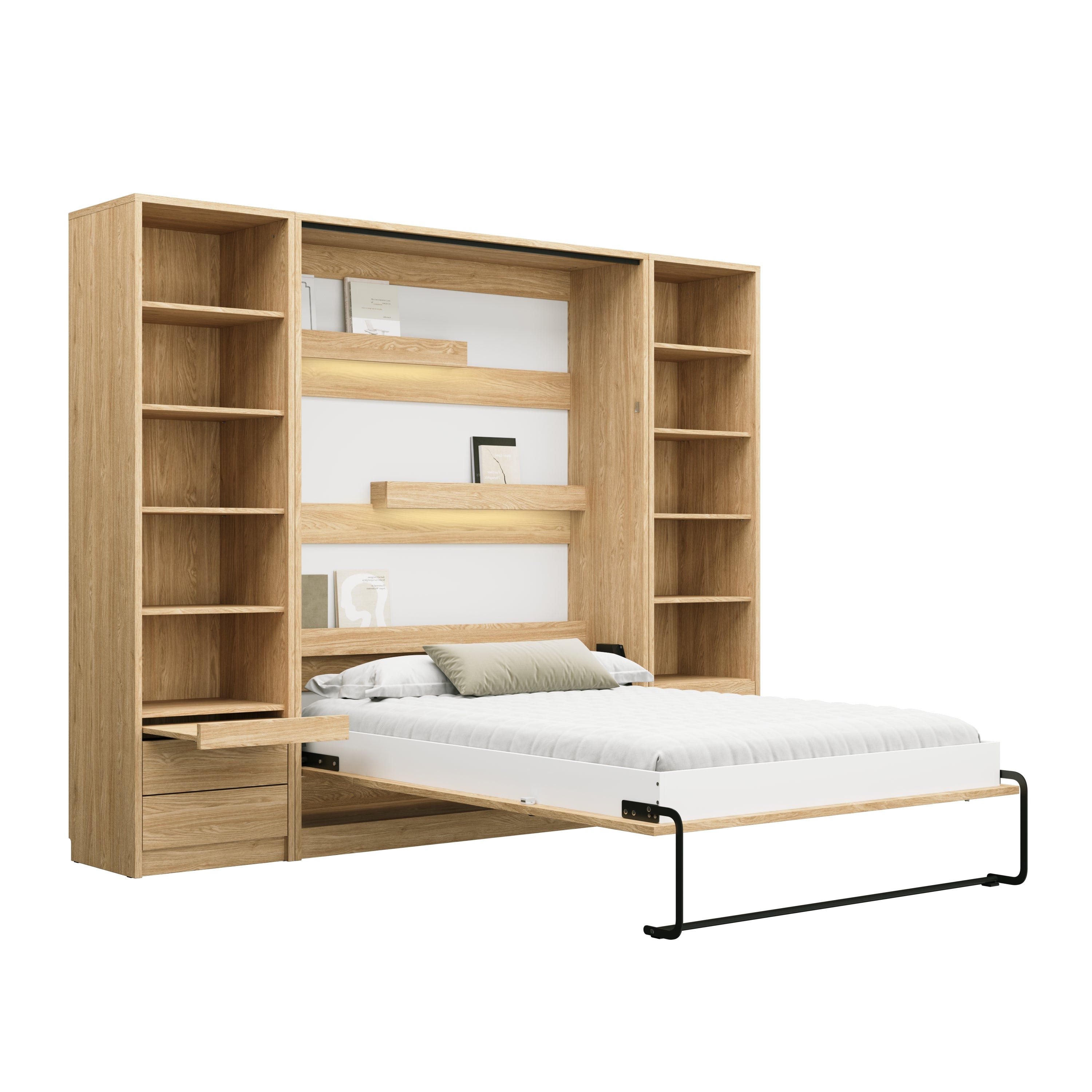 Customizable Genius Murphy Bed Furniture Set 140 x 200 cm Olied Oak