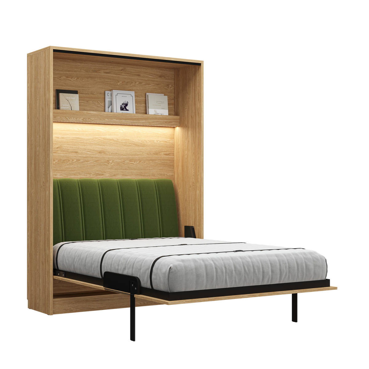 Customizable Genius COMFORT Murphy Bed Furniture Set 140 × 200 cm – Oiled Oak