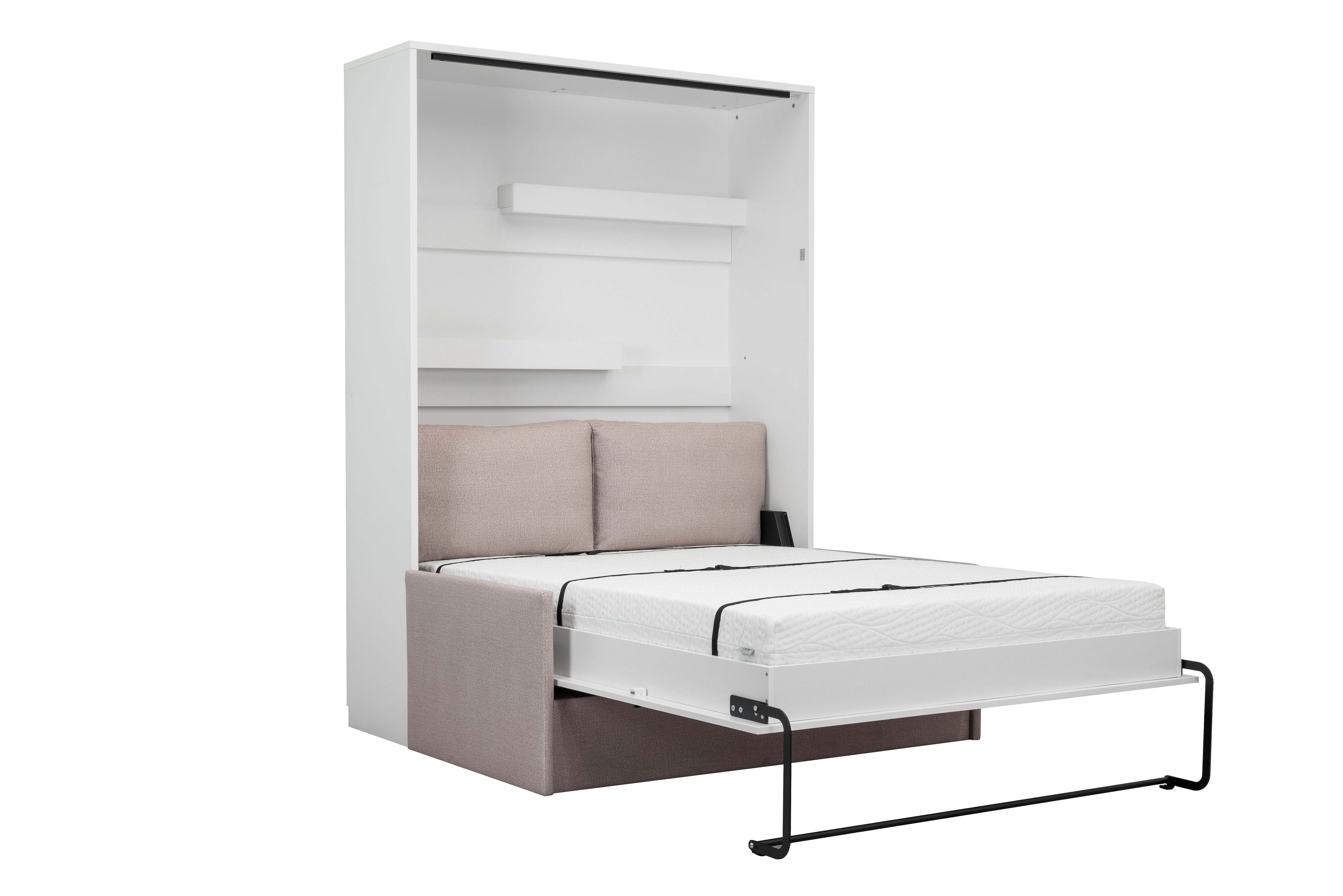 Genius Murphy Bed with Sofa White Gloss 160 x 200 cm