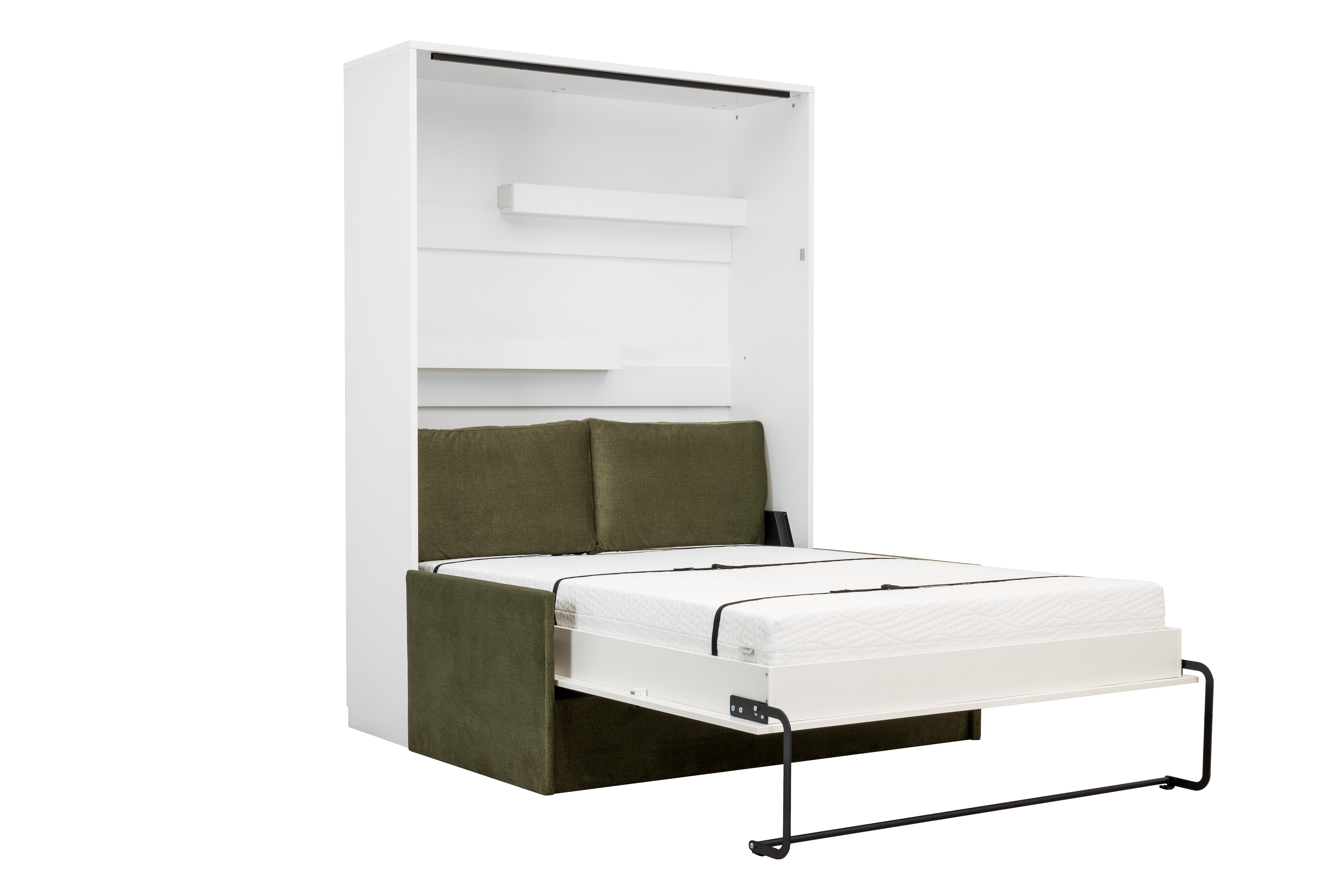 Genius Murphy Bed with Sofa White Gloss 160 x 200 cm