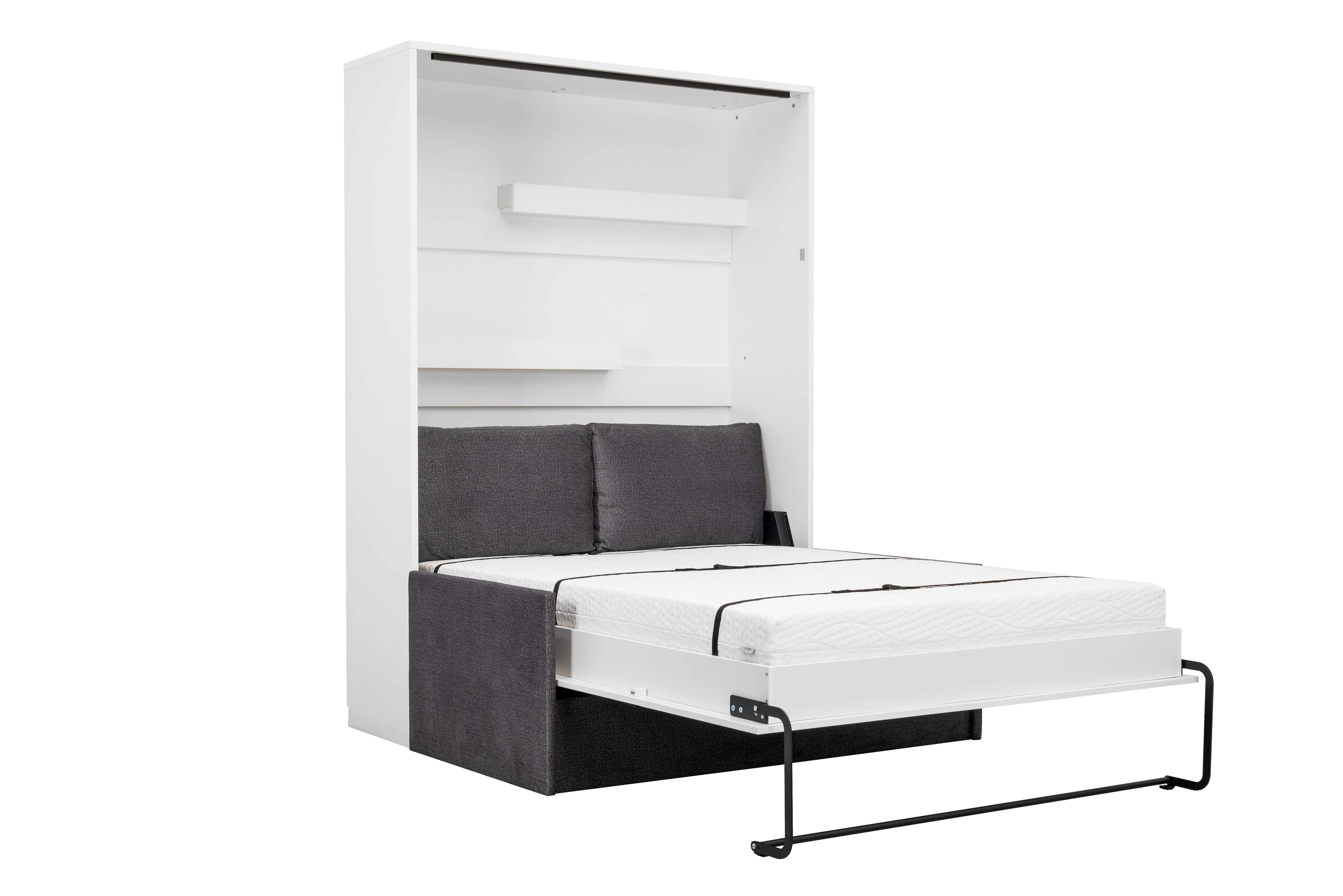 Genius Murphy Bed with Sofa White Gloss 160 x 200 cm