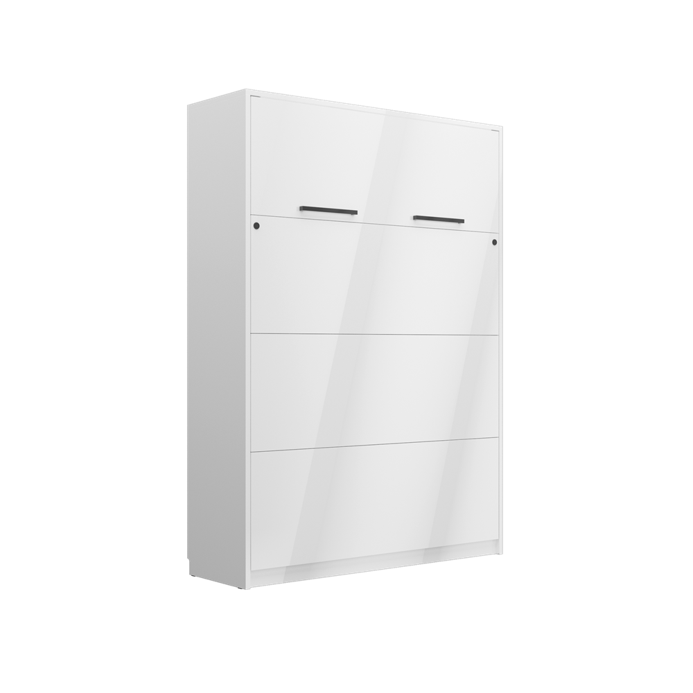 Genius Vertical Murphy bed with desk and a 120 cm mattress width (GS-P-V-B-120) #color_White Gloss