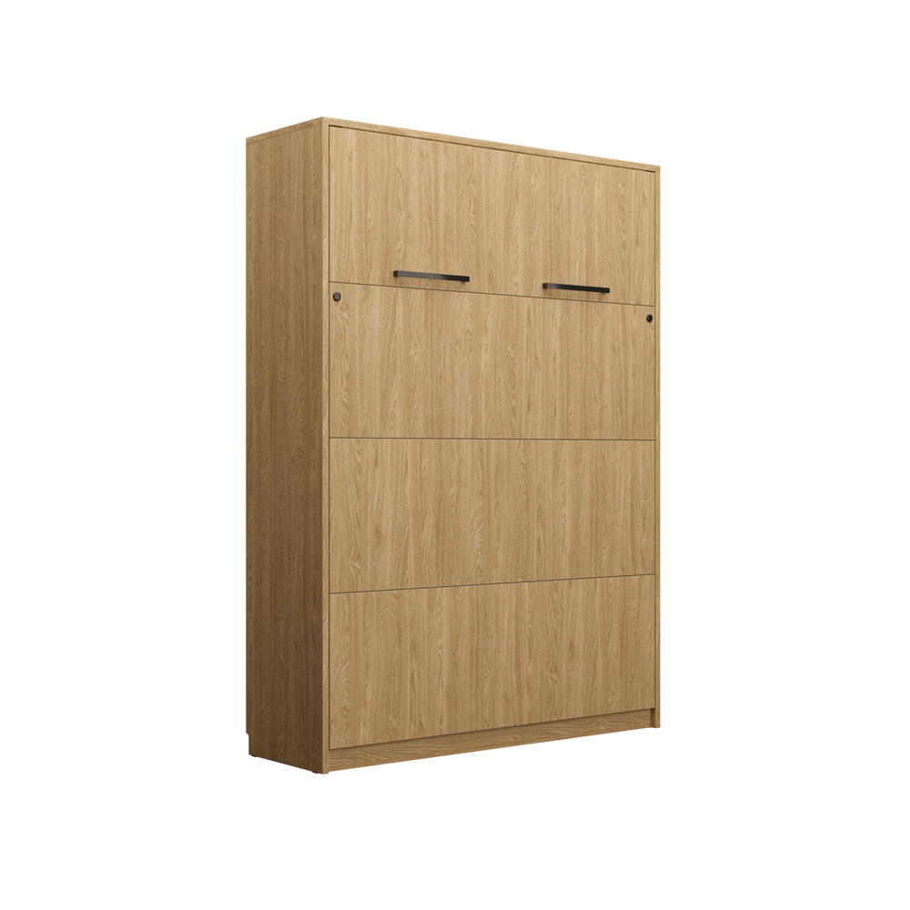 Genius Vertical Murphy bed with desk and a 140 cm mattress width (GS-P-V-B-140) #color_Oiled Oak