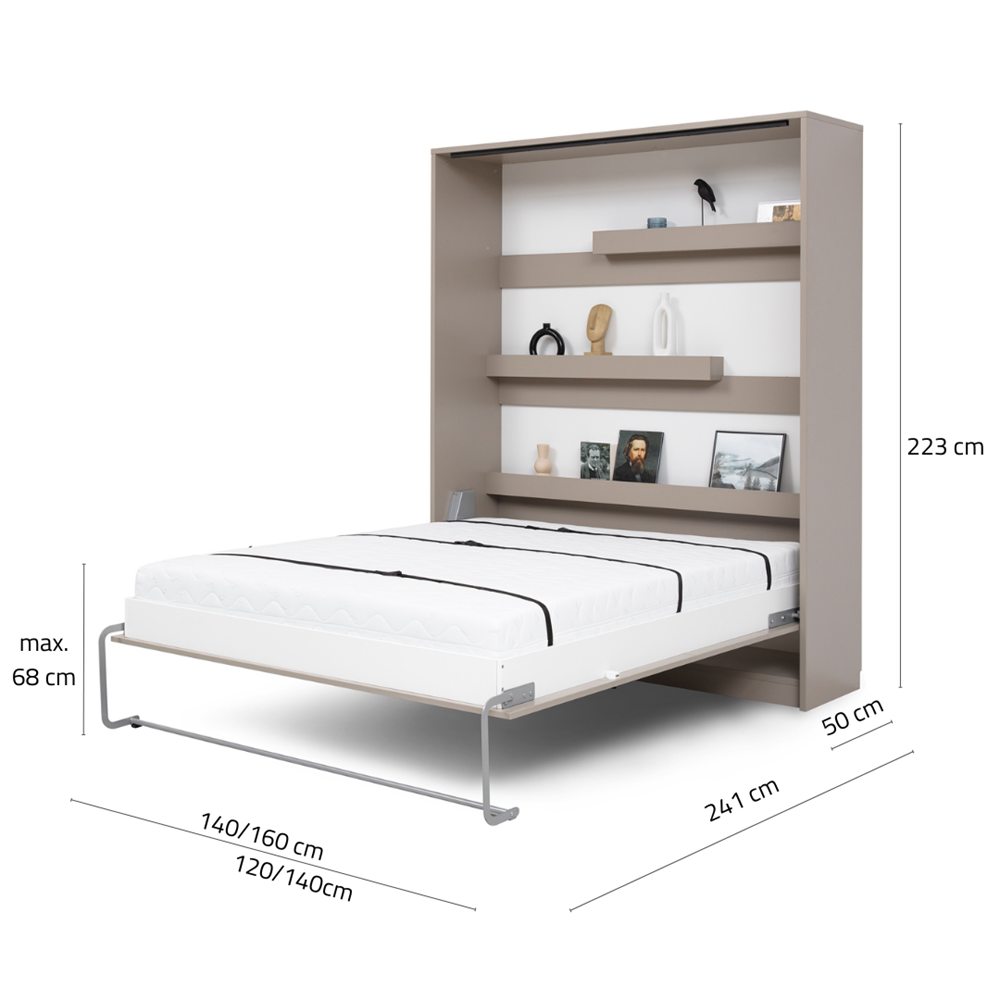 Genius Vertical Murphy bed with a 120 cm mattress width (GS-P-V-120)