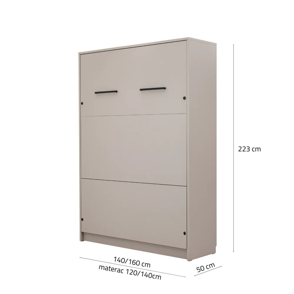 Genius Murphy Bed Set 140 x 200 cm Mattress – Oiled Oak Set, LED Lighting