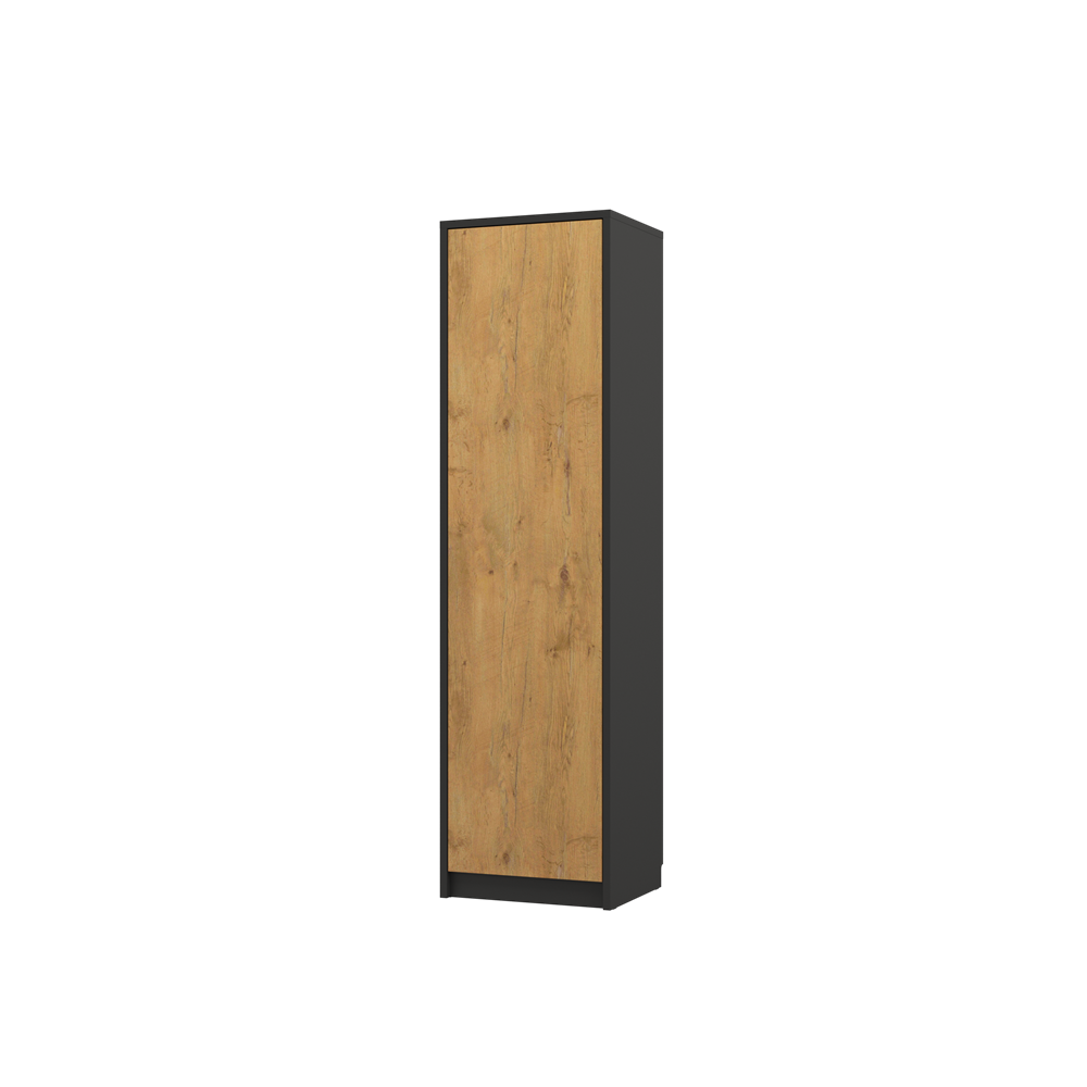 Genius Wardrobe with five shelves (GS-SZ-P) #color_Black and Lancelot Oak