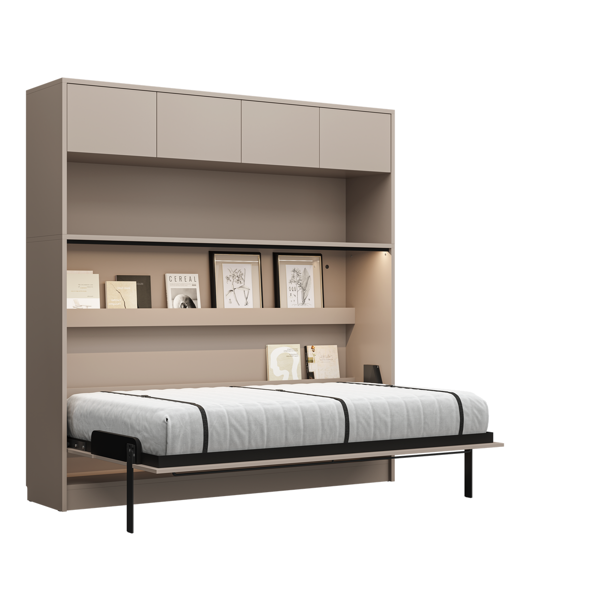 Customizable Genius COMFORT Horizontal Murphy Bed Furniture Set 120 × 200 cm – Congo