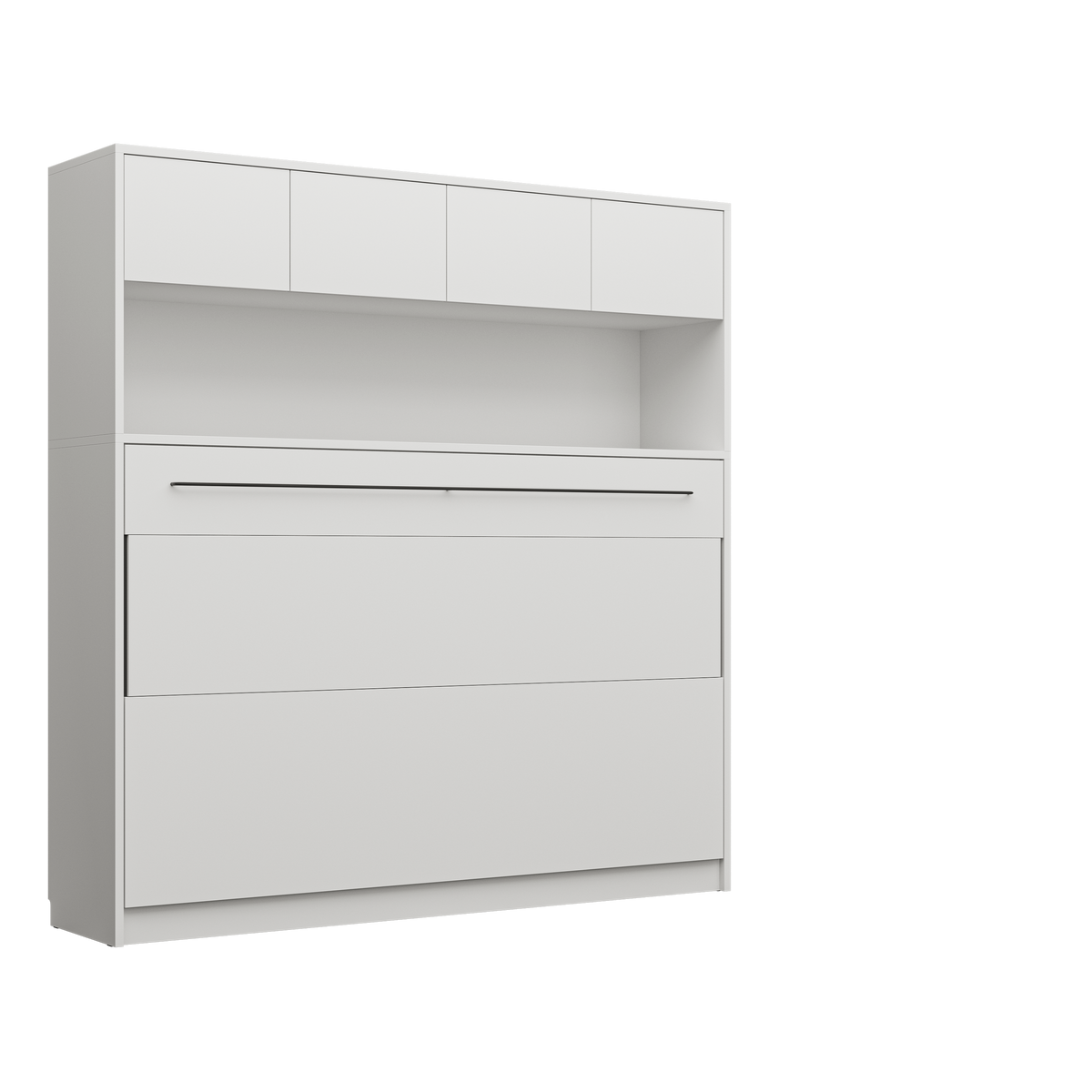 Customizable Genius COMFORT Horizontal Murphy Bed Furniture Set 120 × 200 cm – White Matt