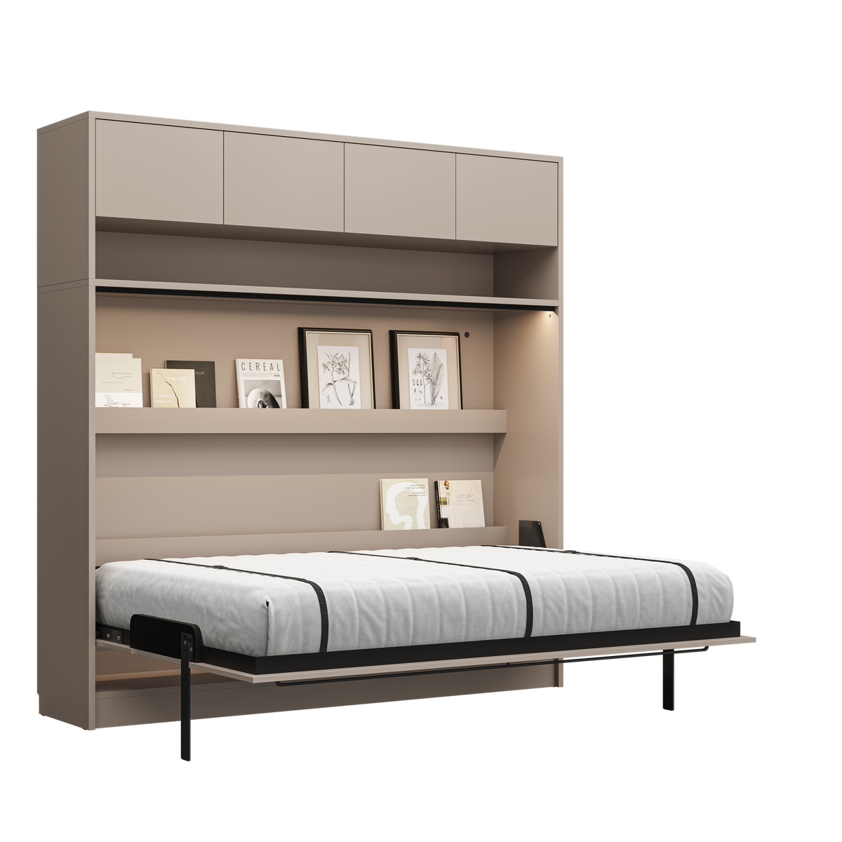 Customizable Genius COMFORT Horizontal Murphy Bed Furniture Set 140 × 200 cm – Congo