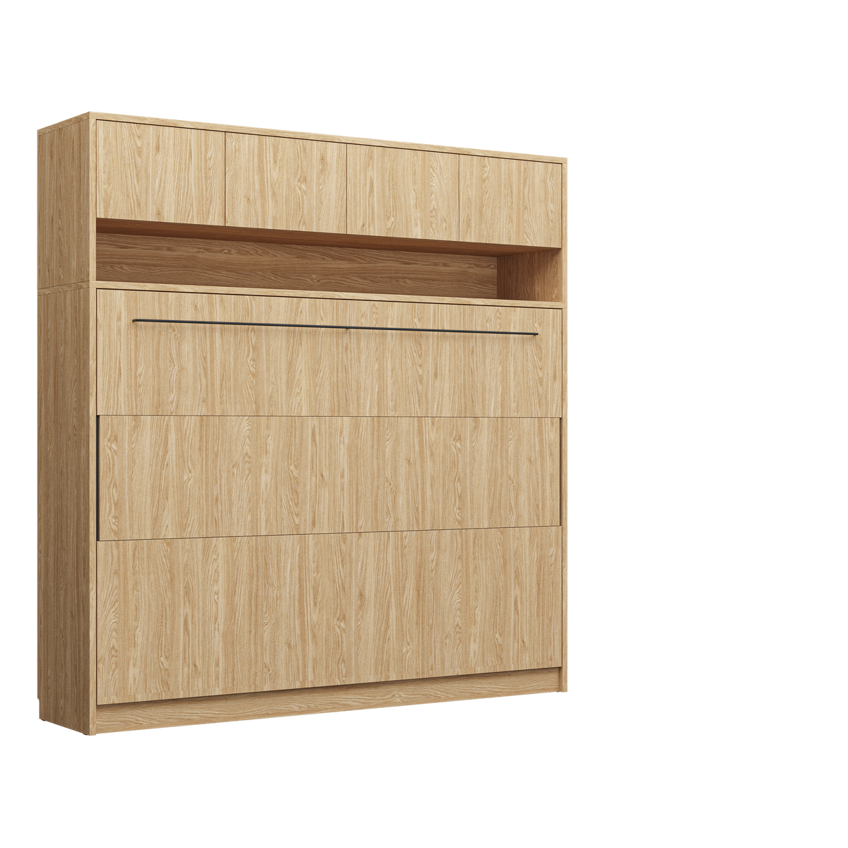 Customizable Genius COMFORT Horizontal Murphy Bed Furniture Set 140 × 200 cm – Oiled Oak