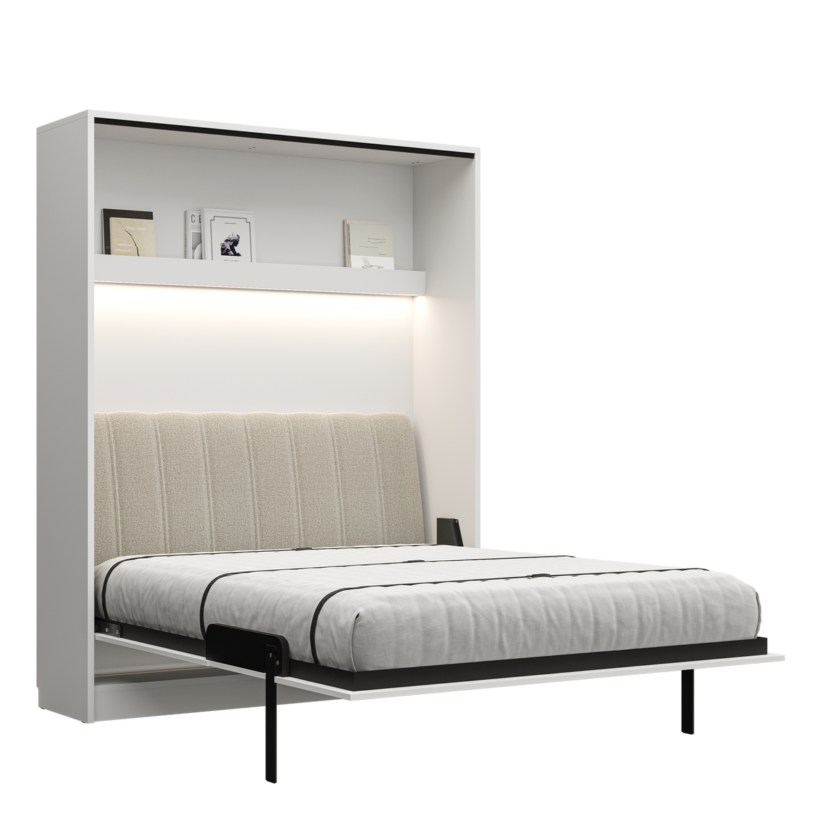 Customizable Genius Comfort Murphy Bed with Sofa 140 x 200 cm – White Matt