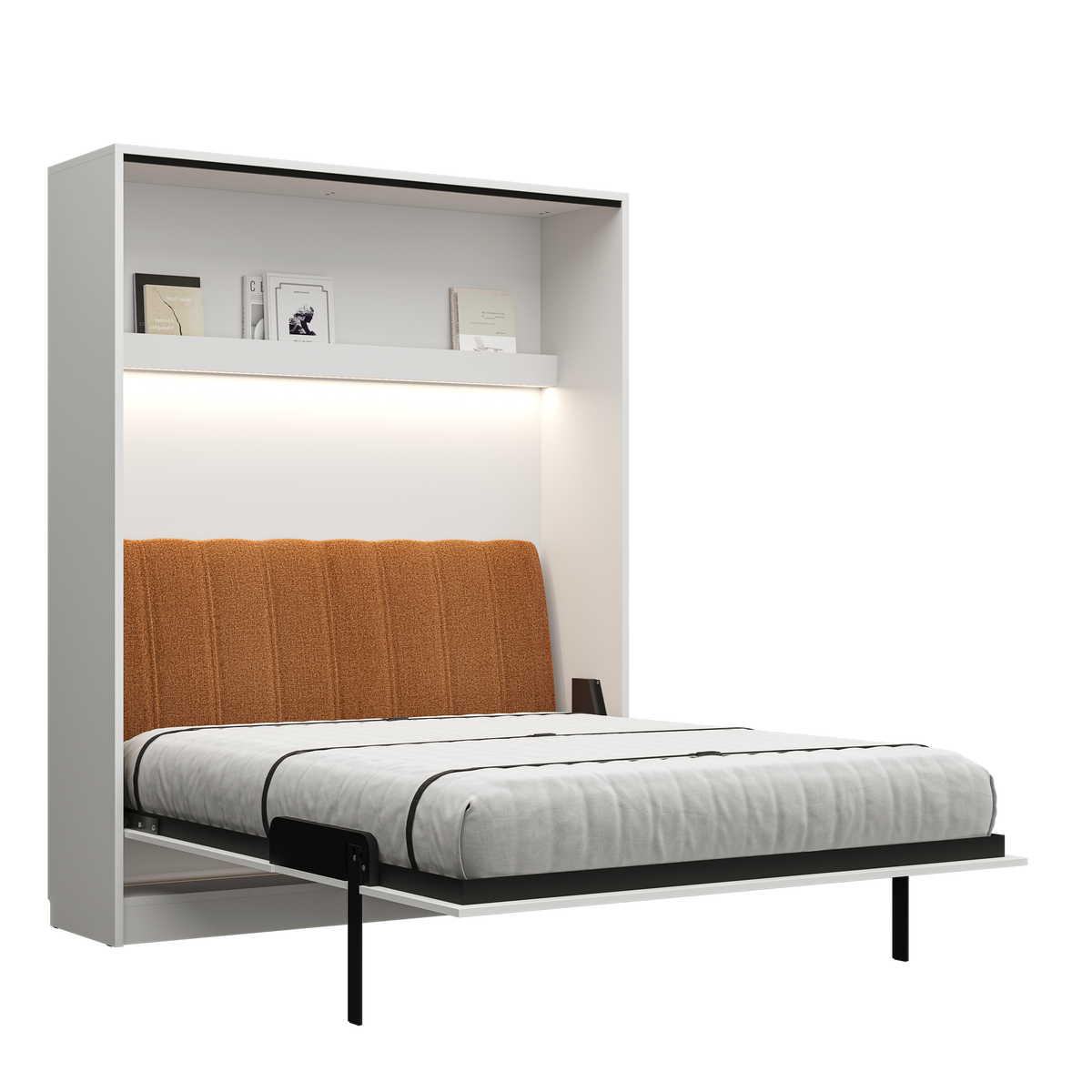 Customizable Genius Comfort Murphy Bed with Sofa 140 x 200 cm – White Matt