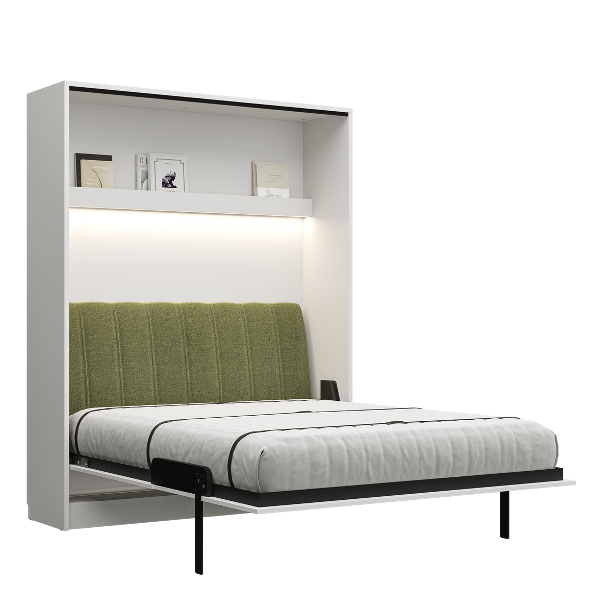 Customizable Genius Comfort Murphy Bed with Sofa 140 x 200 cm – White Matt
