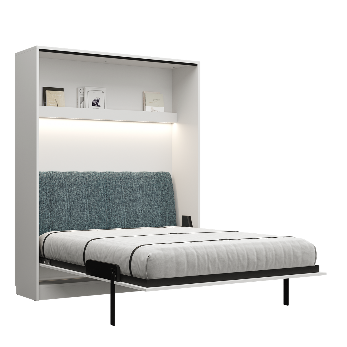Customizable Genius Comfort Murphy Bed with Sofa 140 x 200 cm – White Matt