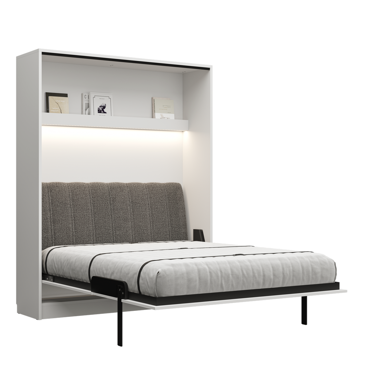 Customizable Genius Comfort Murphy Bed with Sofa 140 x 200 cm – White Matt