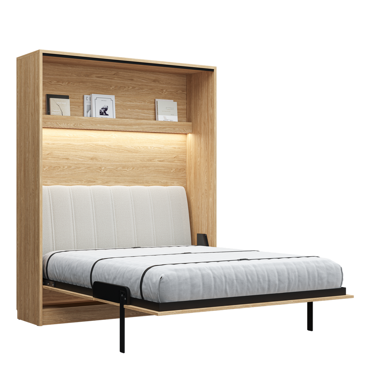 Customizable Genius Comfort Murphy Bed with Sofa 140 x 200 cm – Oiled Oak
