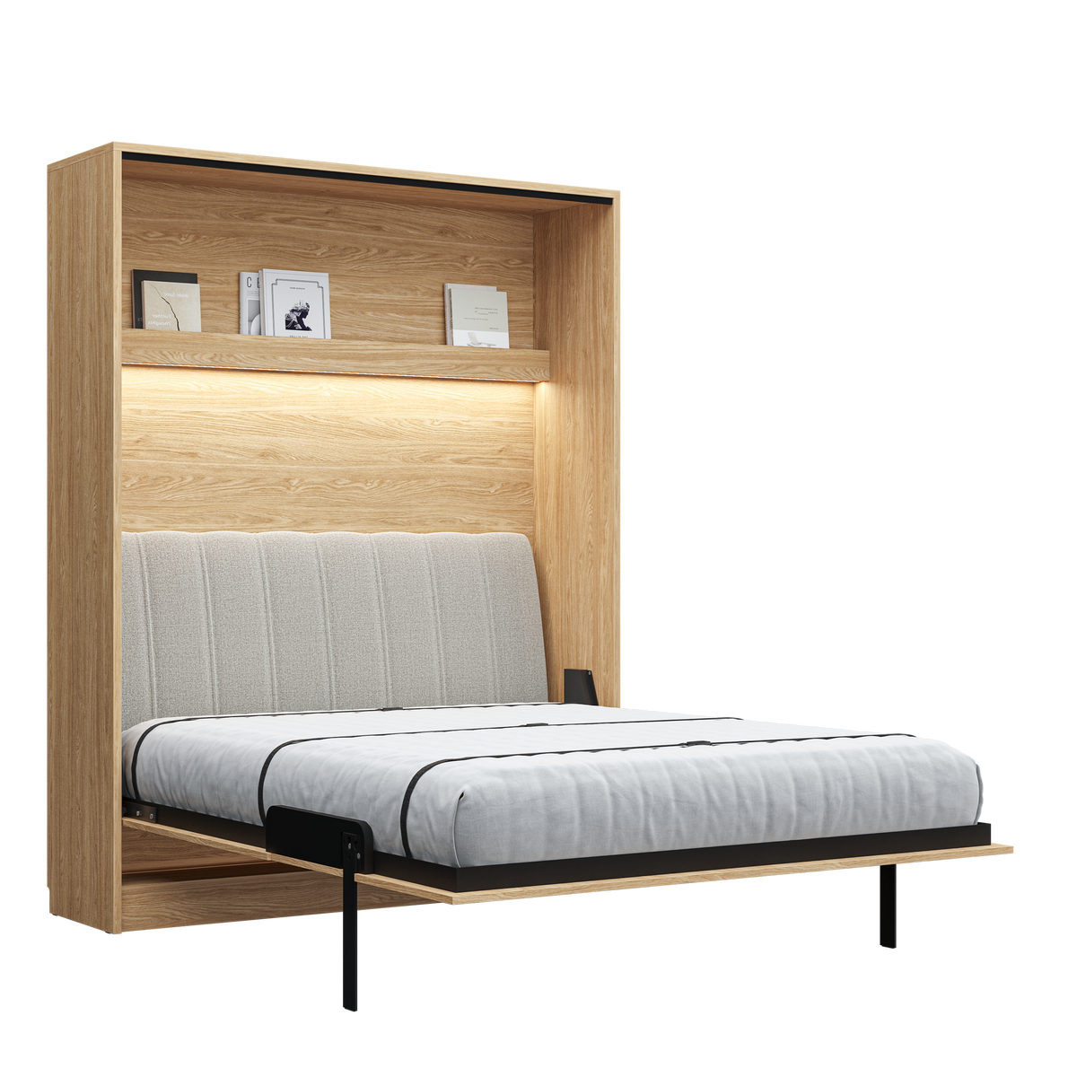 Customizable Genius Comfort Murphy Bed with Sofa 140 x 200 cm – Oiled Oak