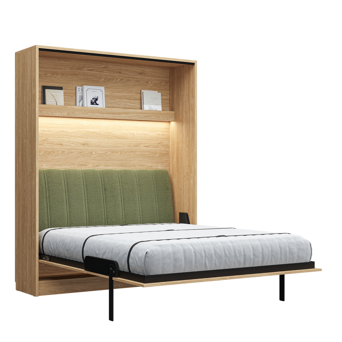 Customizable Genius Comfort Murphy Bed with Sofa 140 x 200 cm – Oiled Oak