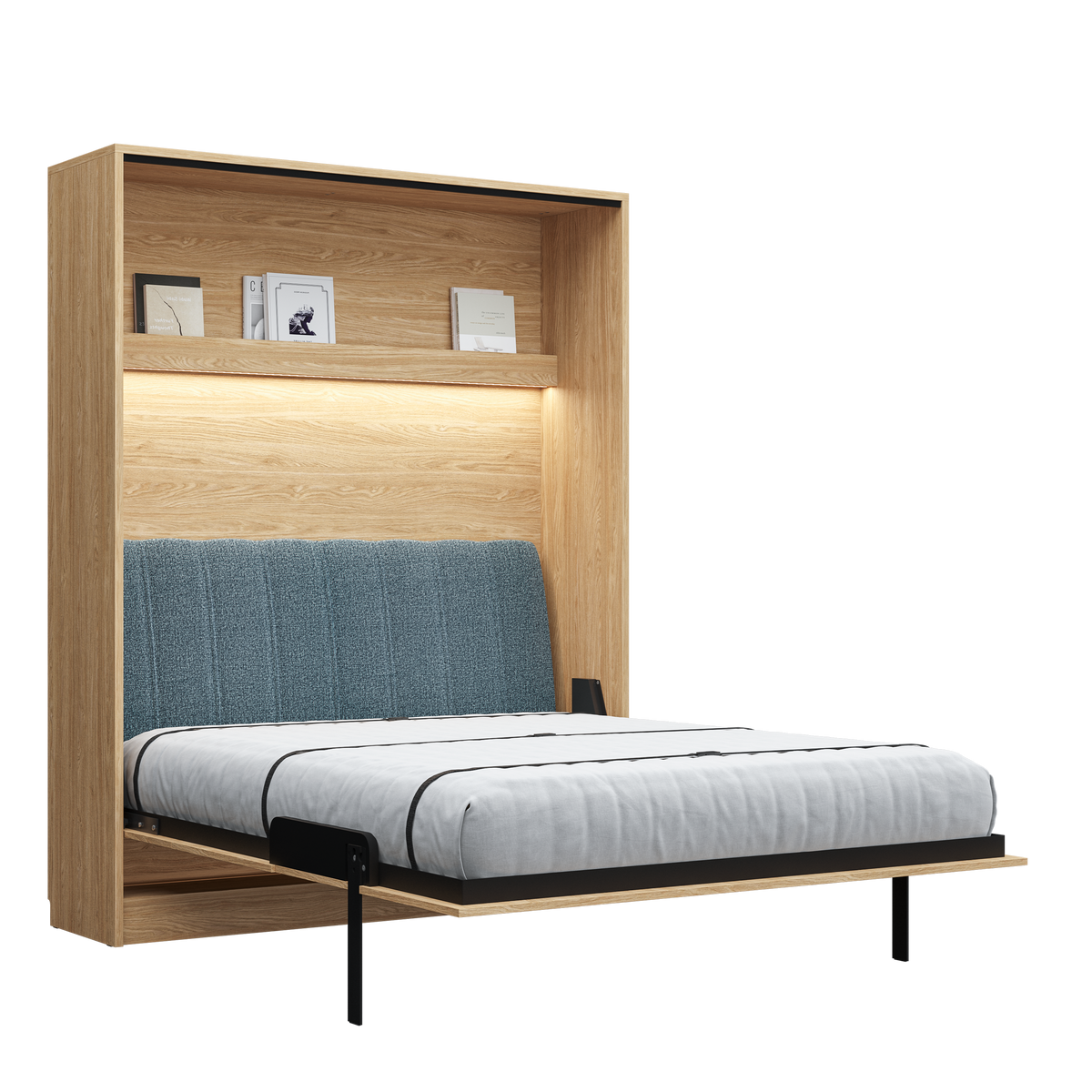 Customizable Genius Comfort Murphy Bed with Sofa 140 x 200 cm – Oiled Oak