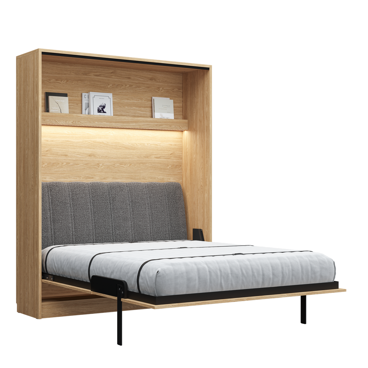 Customizable Genius Comfort Murphy Bed with Sofa 140 x 200 cm – Oiled Oak