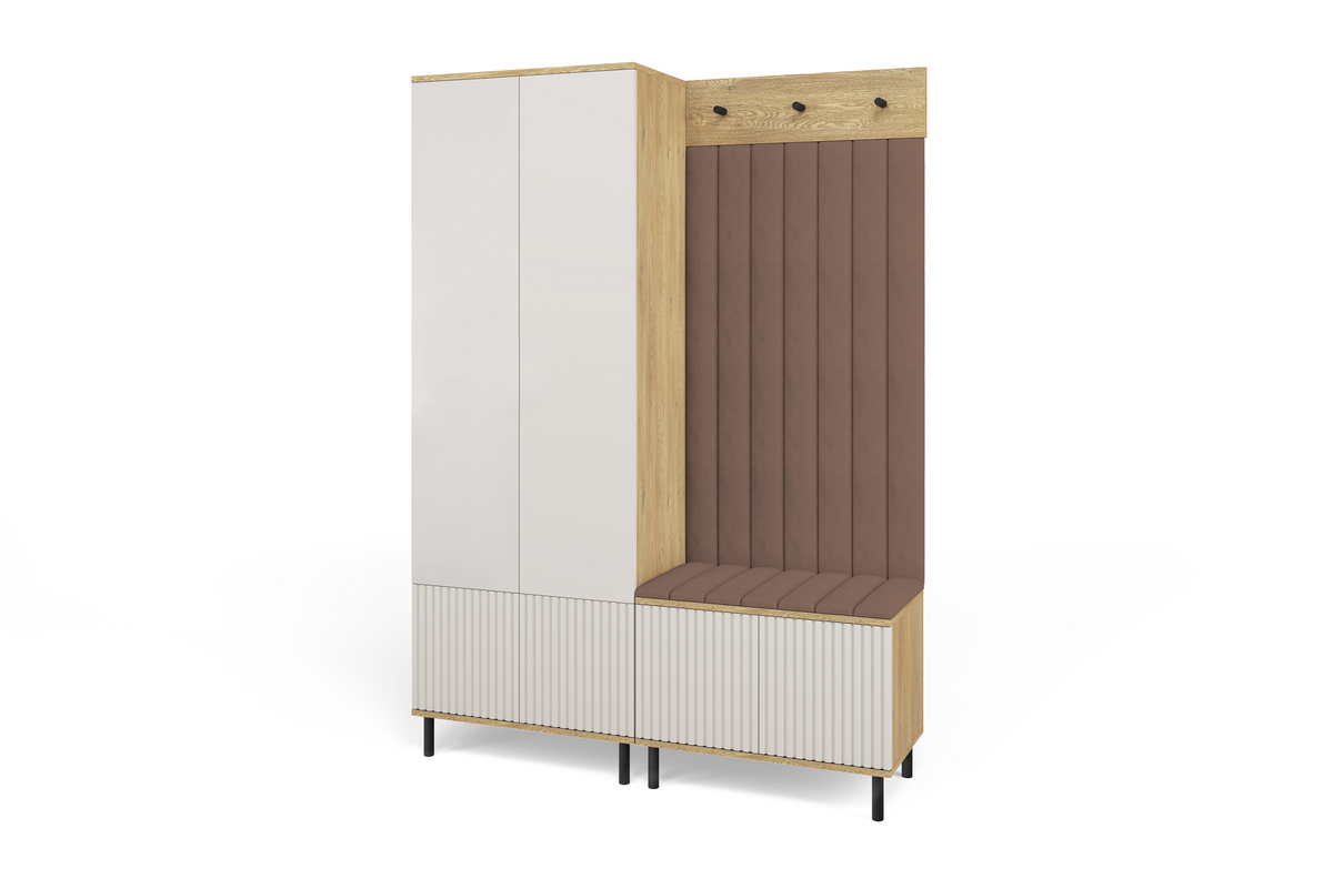 Bello Hallway Wardrobe Set 1 – Choose Leg Height, Mirror & Panel Colour | Cashmere & Cremona Oak