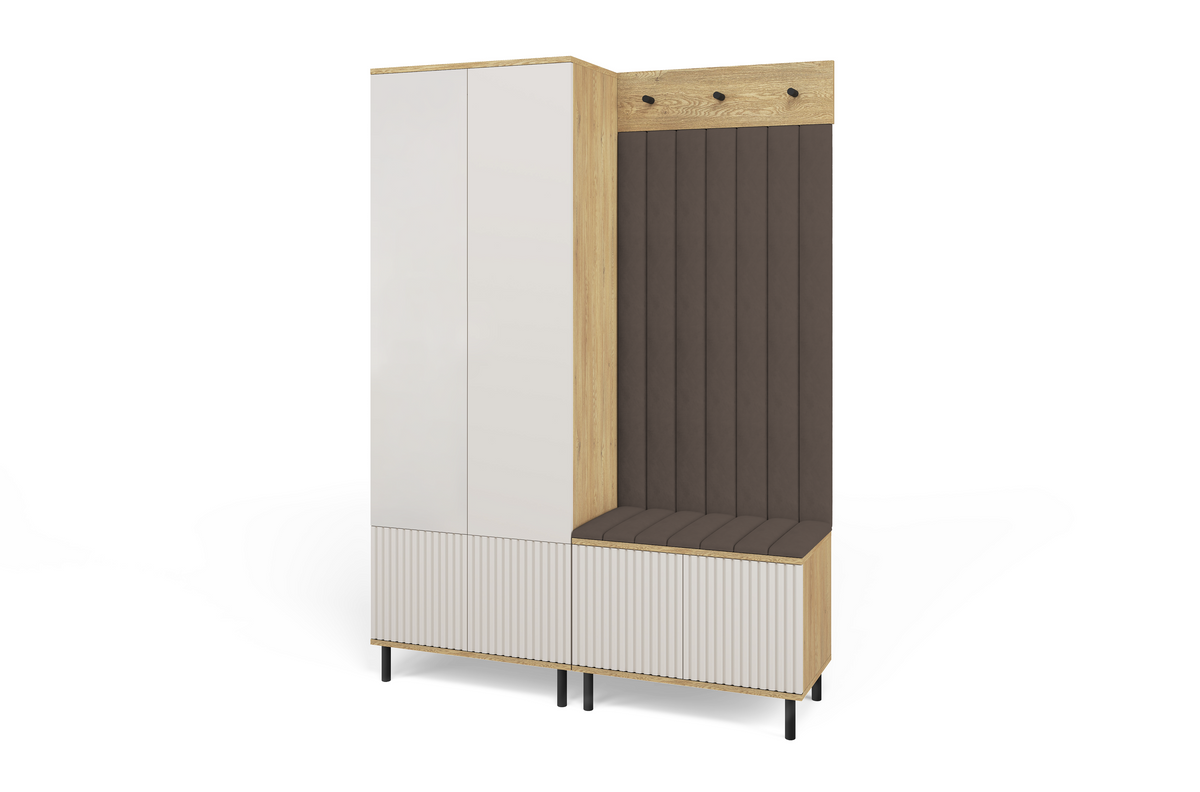 Bello Hallway Wardrobe Set 1 – Choose Leg Height, Mirror & Panel Colour | Cashmere & Cremona Oak