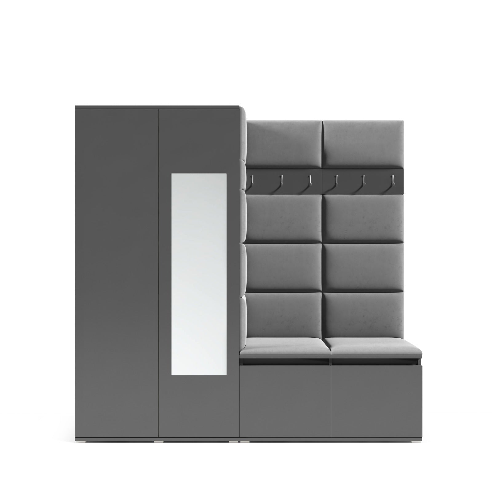 PK Emi 8 Hallway Wardrobe Artisan Oak / Black - Upholstered Panels in Various Colours