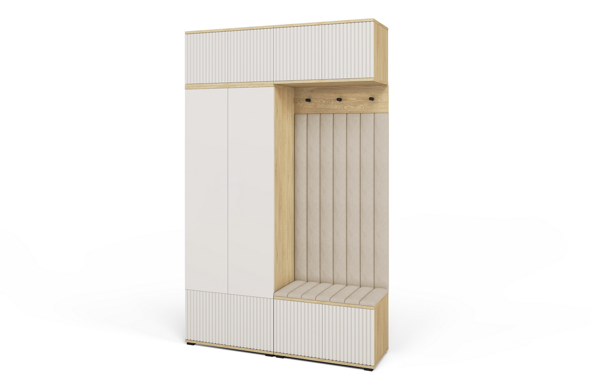 Bello Hallway Wardrobe Set 2 – Choose Leg Height, Mirror & Panel Colour | Cashmere & Cremona Oak