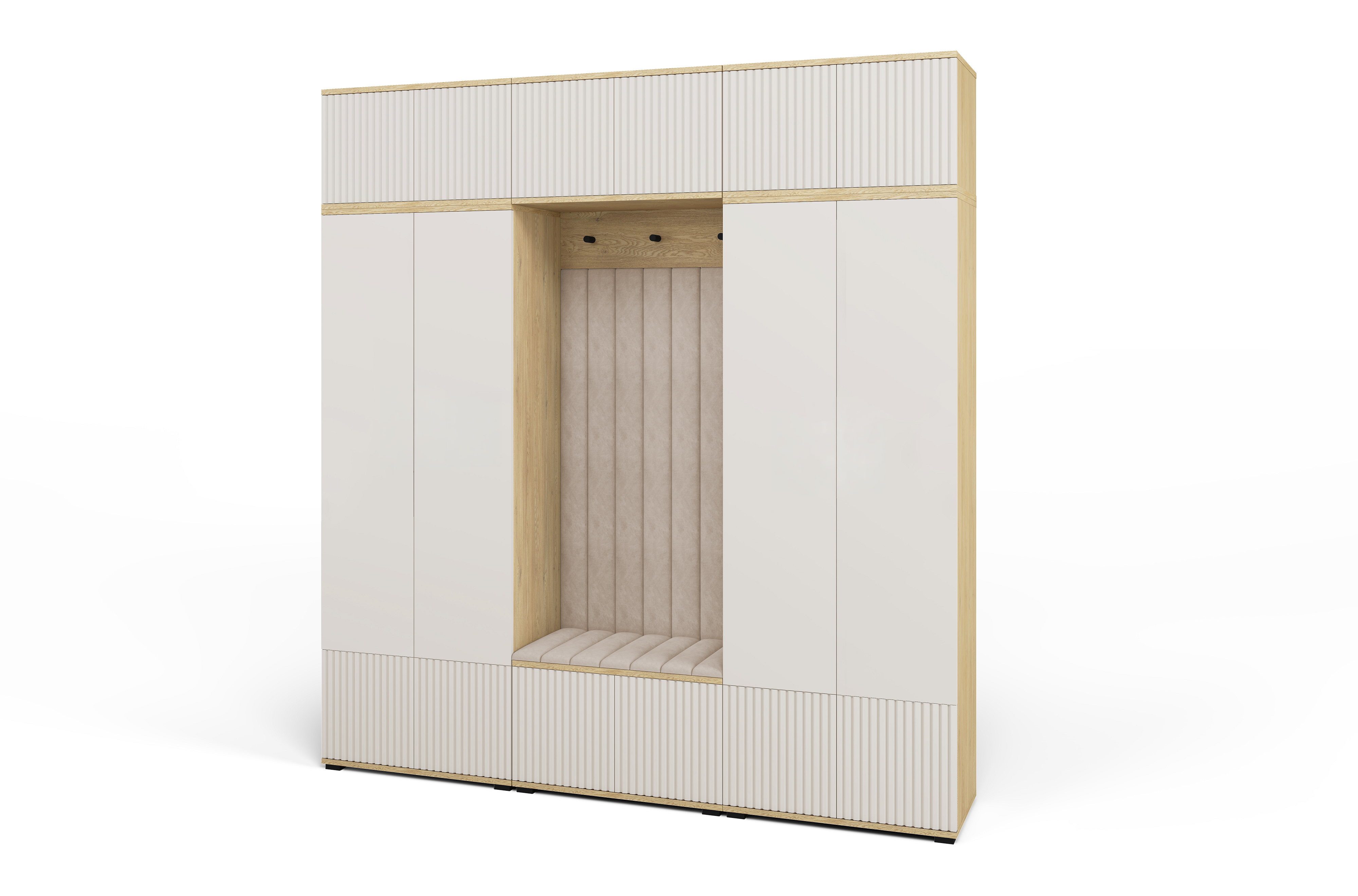 Bello Hallway Wardrobe Set 3 – Choose Leg Height, Mirror & Panel Colour | Cashmere & Cremona Oak