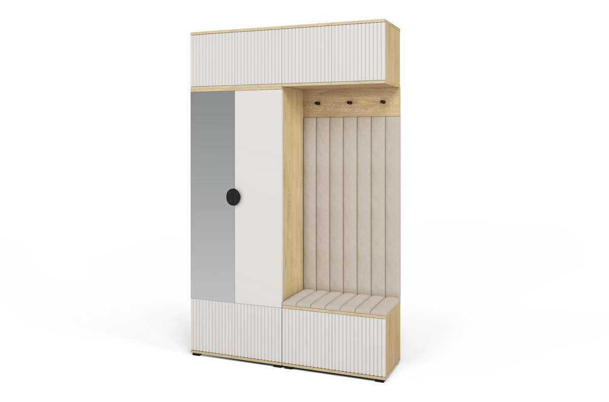 Bello Hallway Wardrobe Set 2 – Choose Leg Height, Mirror & Panel Colour | Cashmere & Cremona Oak