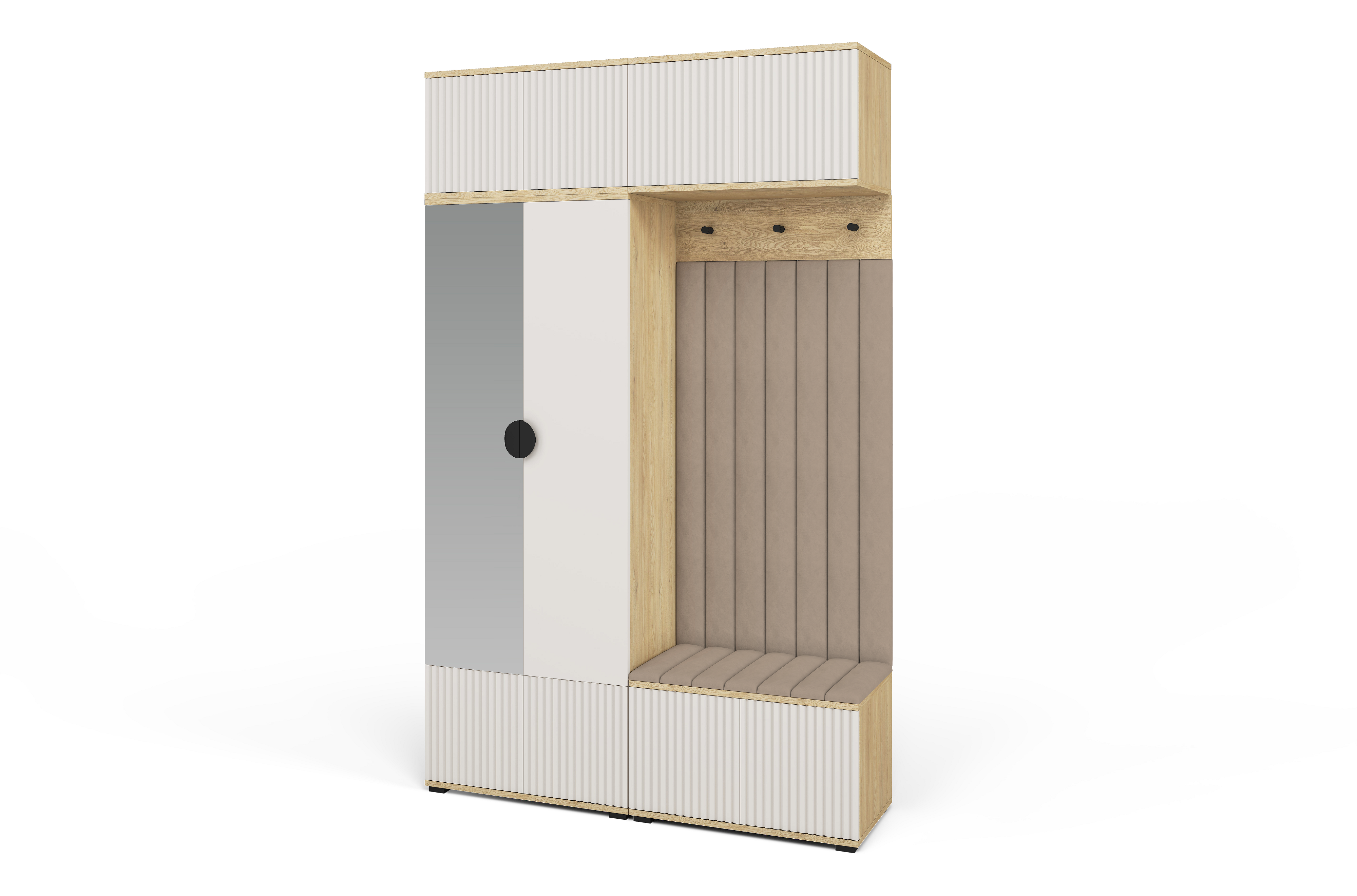 Bello Hallway Wardrobe Set 2 – Choose Leg Height, Mirror & Panel Colour | Cashmere & Cremona Oak