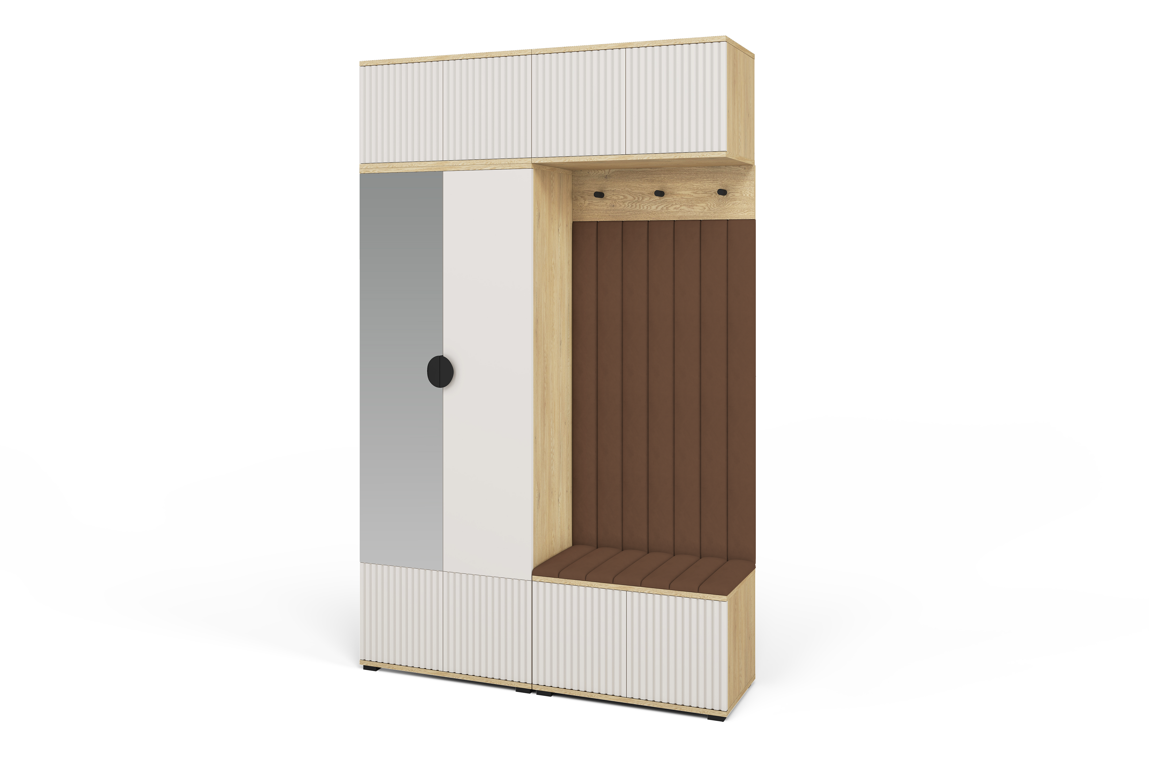 Bello Hallway Wardrobe Set 2 – Choose Leg Height, Mirror & Panel Colour | Cashmere & Cremona Oak