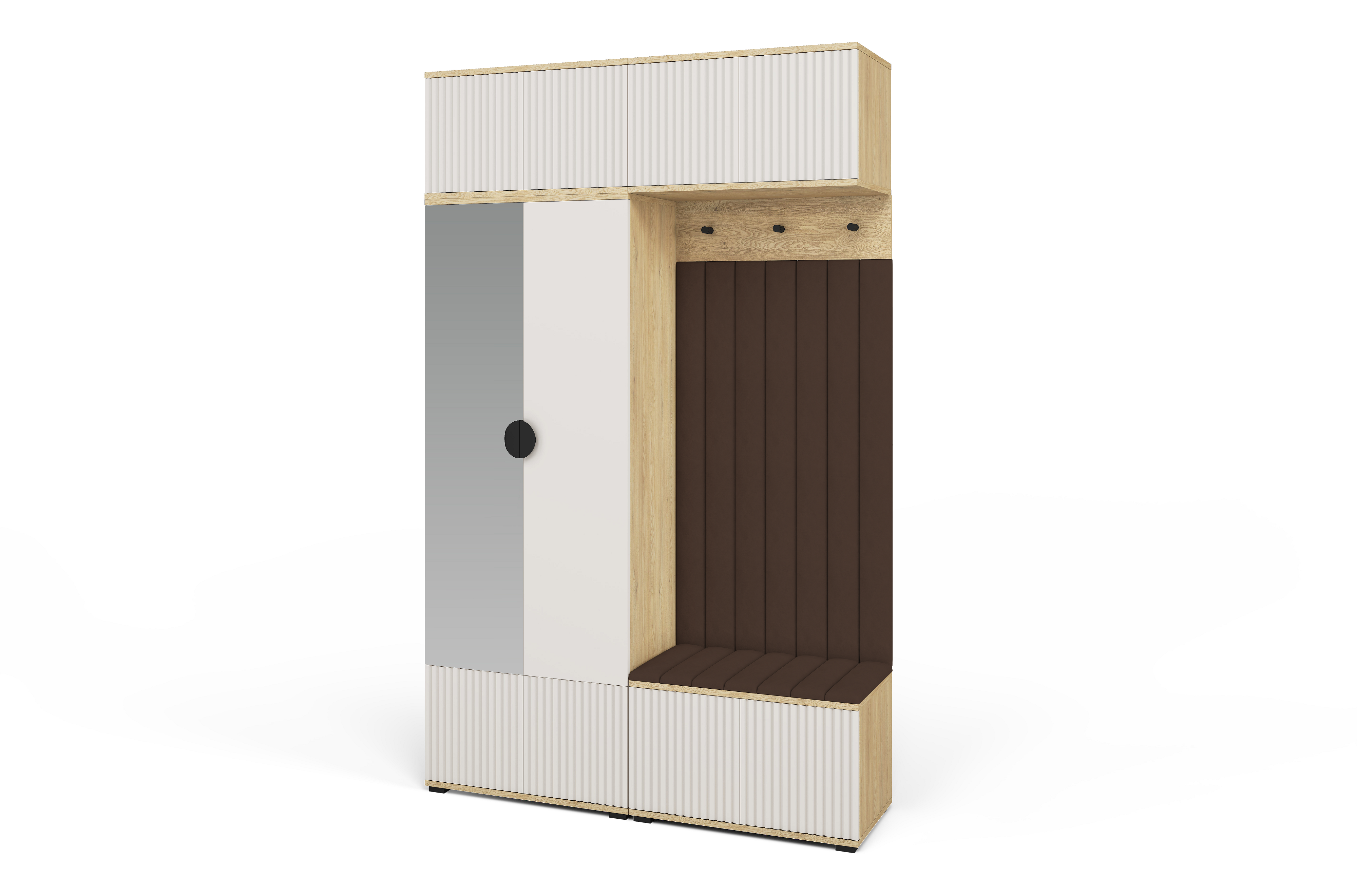 Bello Hallway Wardrobe Set 2 – Choose Leg Height, Mirror & Panel Colour | Cashmere & Cremona Oak