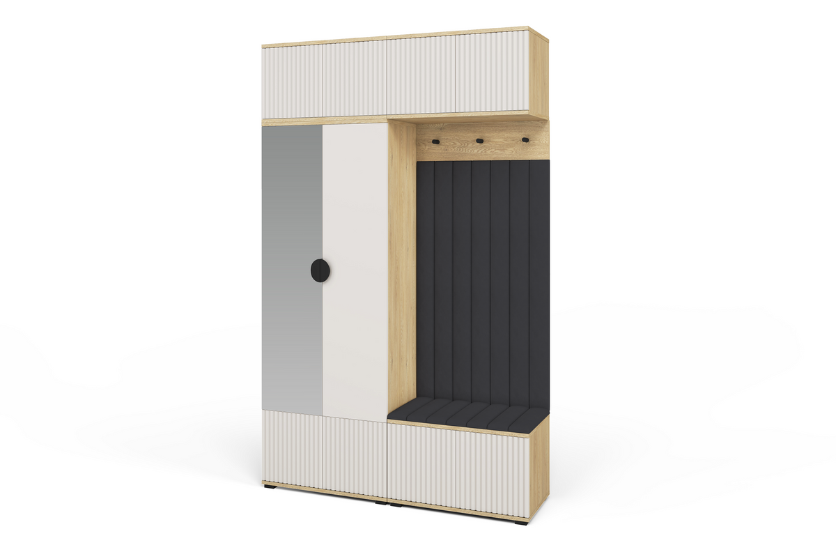 Bello Hallway Wardrobe Set 2 – Choose Leg Height, Mirror & Panel Colour | Cashmere & Cremona Oak