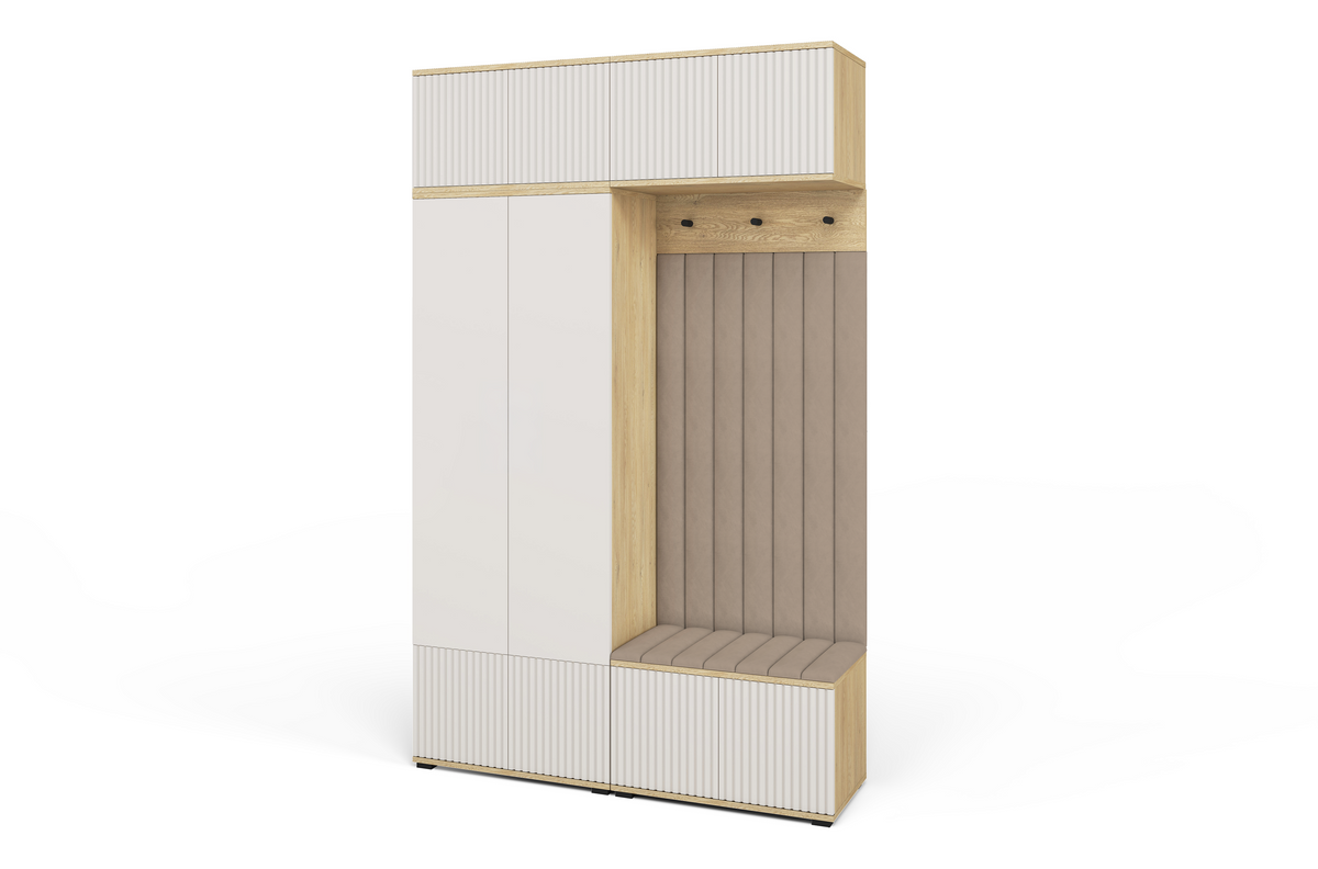 Bello Hallway Wardrobe Set 2 – Choose Leg Height, Mirror & Panel Colour | Cashmere & Cremona Oak