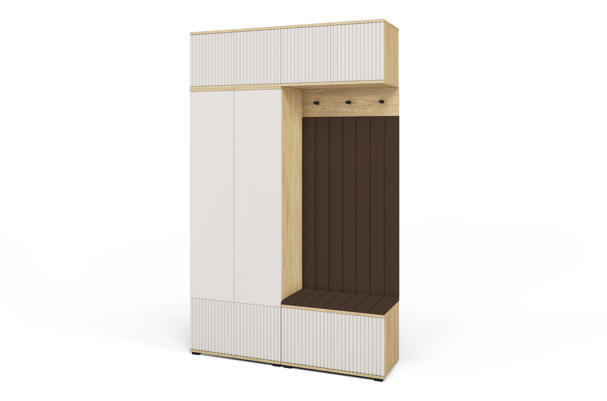 Bello Hallway Wardrobe Set 2 – Choose Leg Height, Mirror & Panel Colour | Cashmere & Cremona Oak