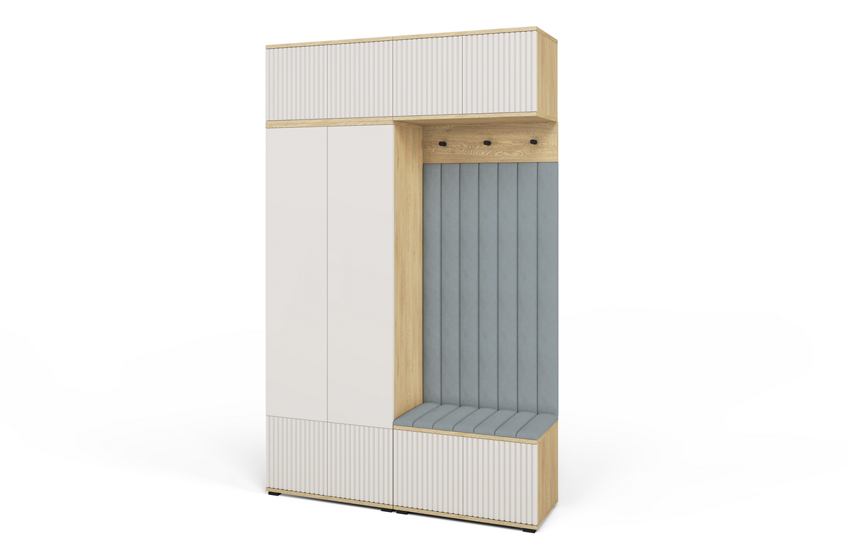 Bello Hallway Wardrobe Set 2 – Choose Leg Height, Mirror & Panel Colour | Cashmere & Cremona Oak