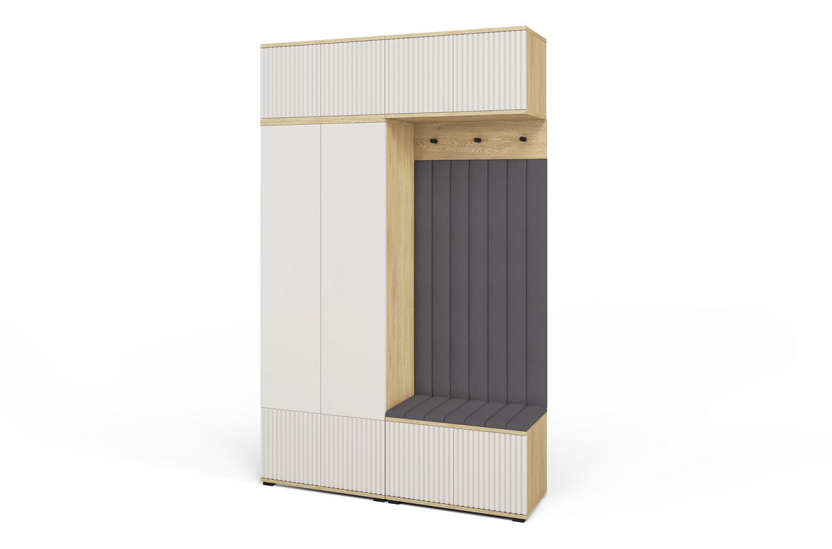 Bello Hallway Wardrobe Set 2 – Choose Leg Height, Mirror & Panel Colour | Cashmere & Cremona Oak