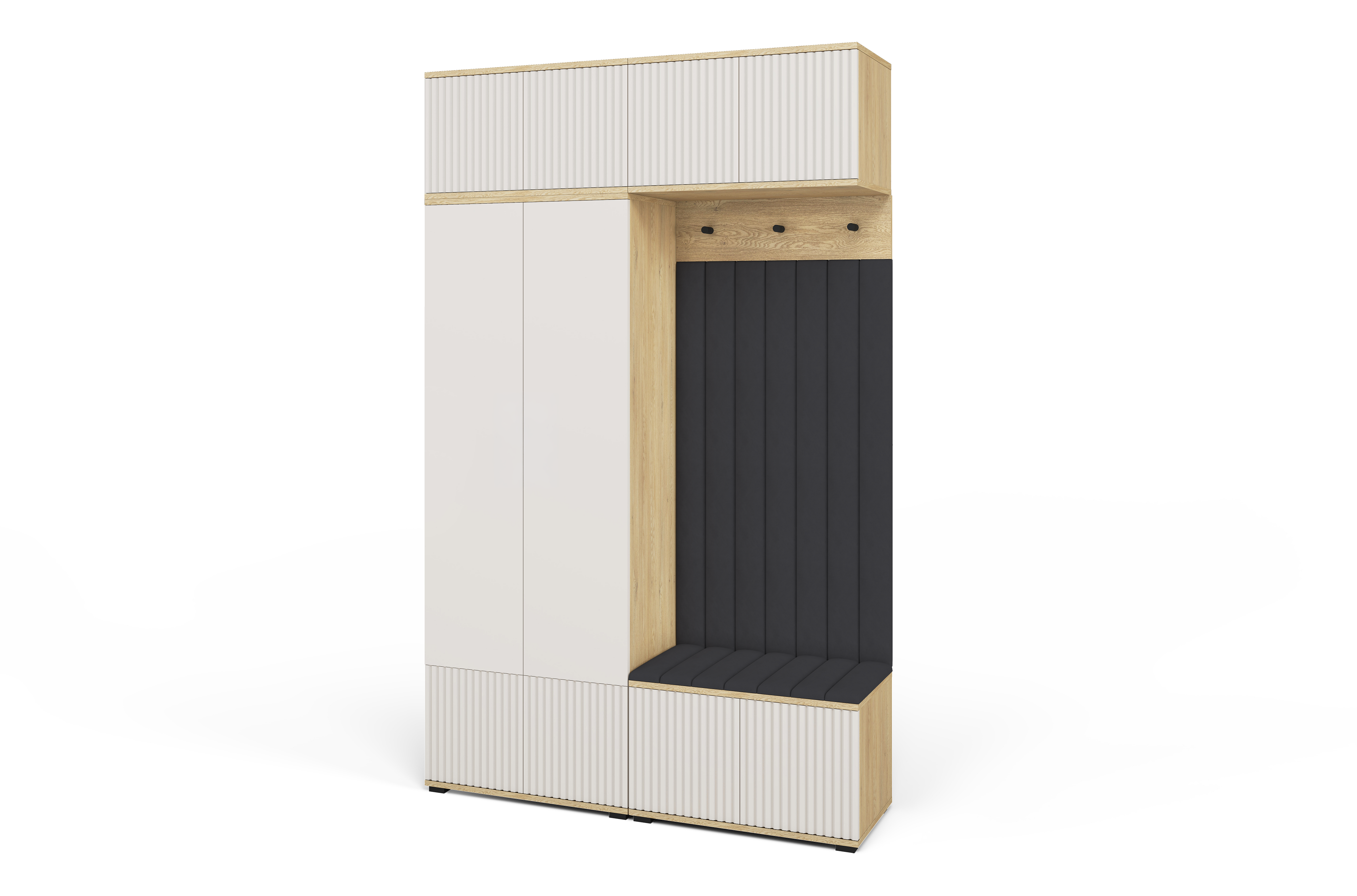 Bello Hallway Wardrobe Set 2 – Choose Leg Height, Mirror & Panel Colour | Cashmere & Cremona Oak