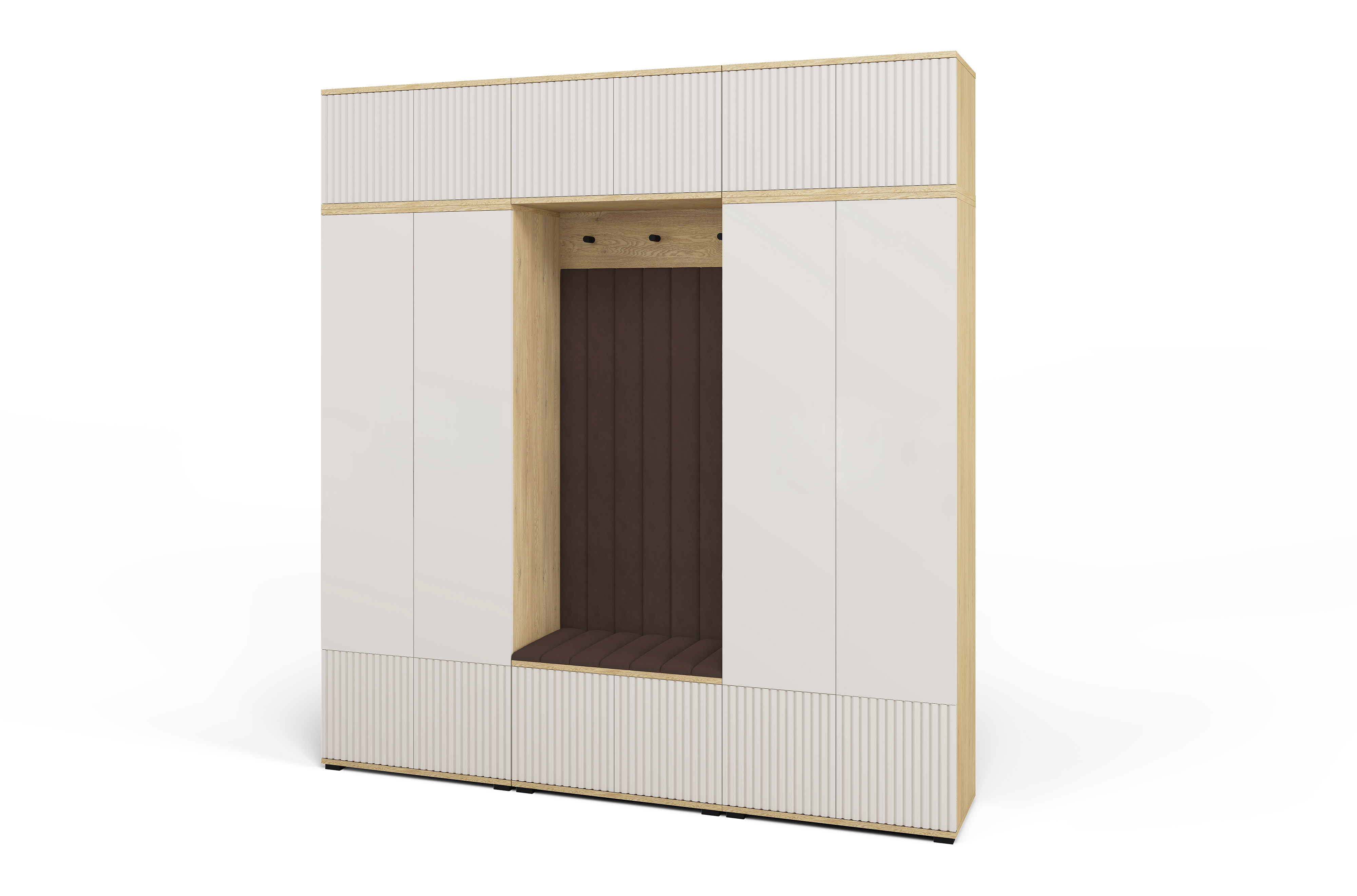 Bello Hallway Wardrobe Set 3 – Choose Leg Height, Mirror & Panel Colour | Cashmere & Cremona Oak