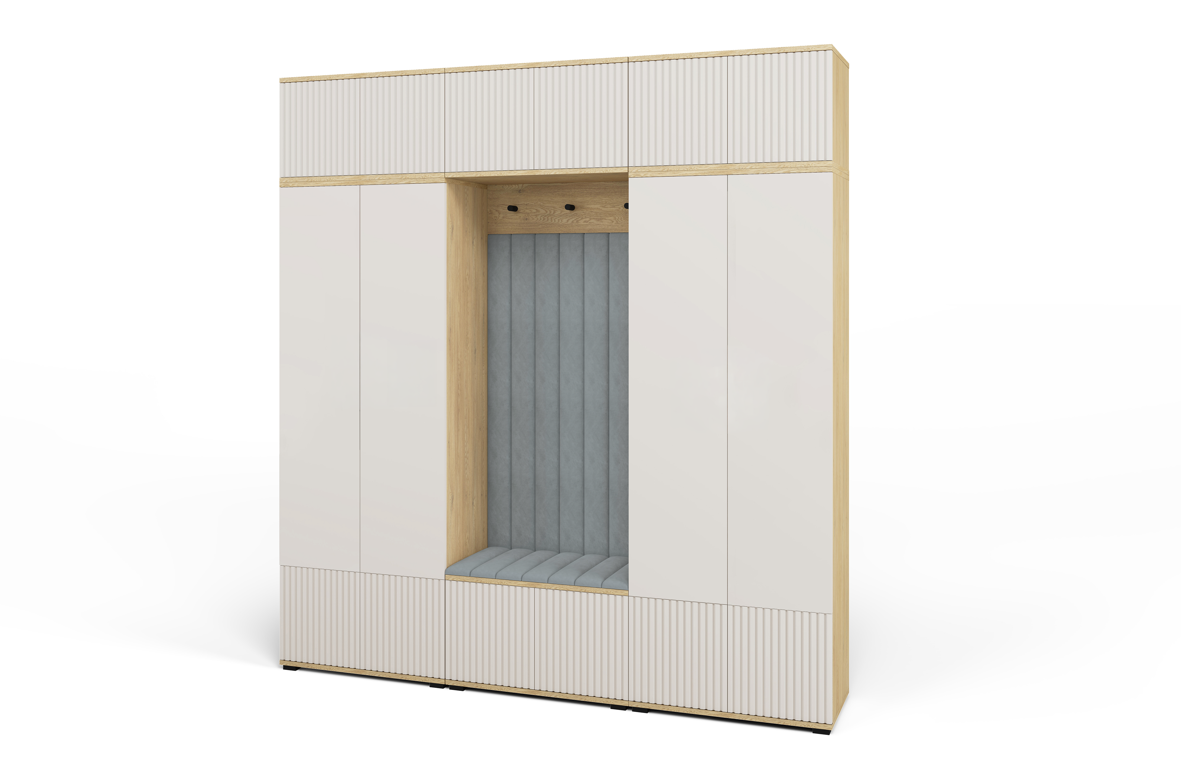 Bello Hallway Wardrobe Set 3 – Choose Leg Height, Mirror & Panel Colour | Cashmere & Cremona Oak