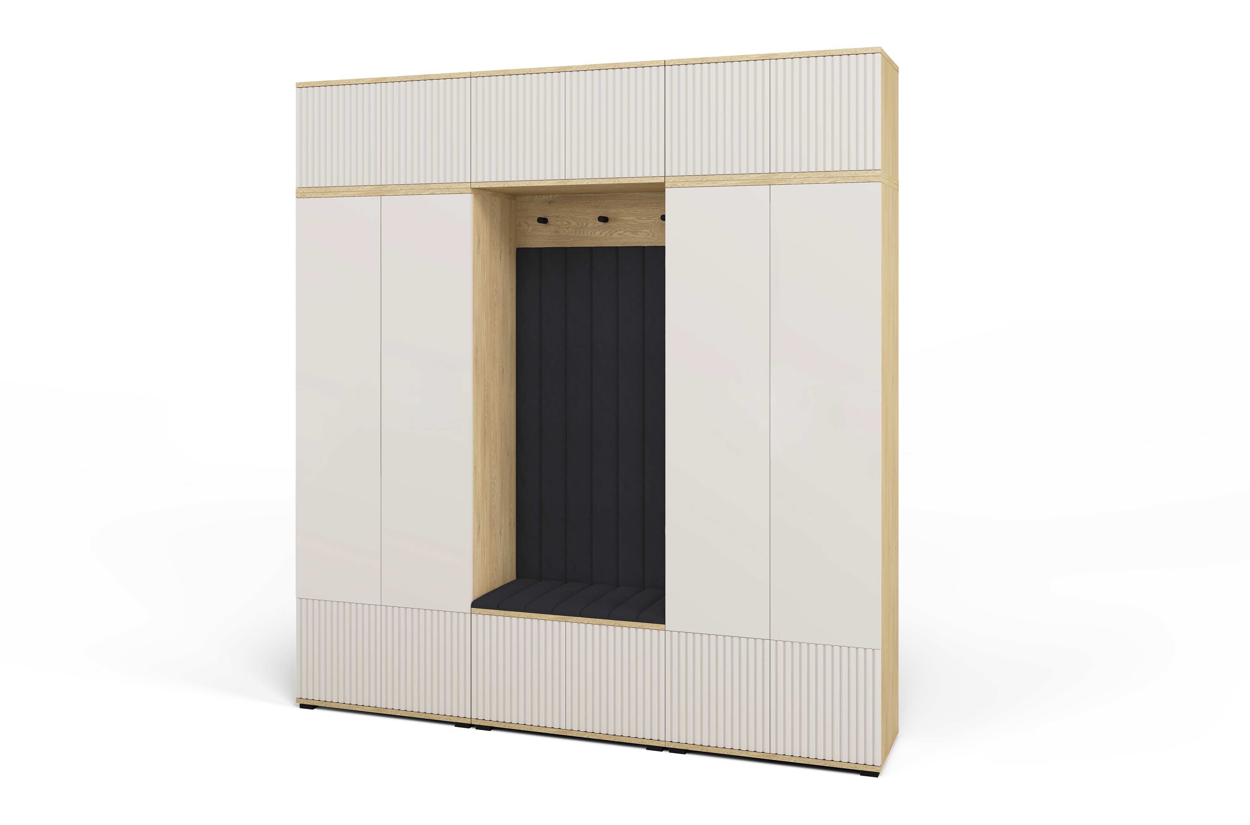 Bello Hallway Wardrobe Set 3 – Choose Leg Height, Mirror & Panel Colour | Cashmere & Cremona Oak